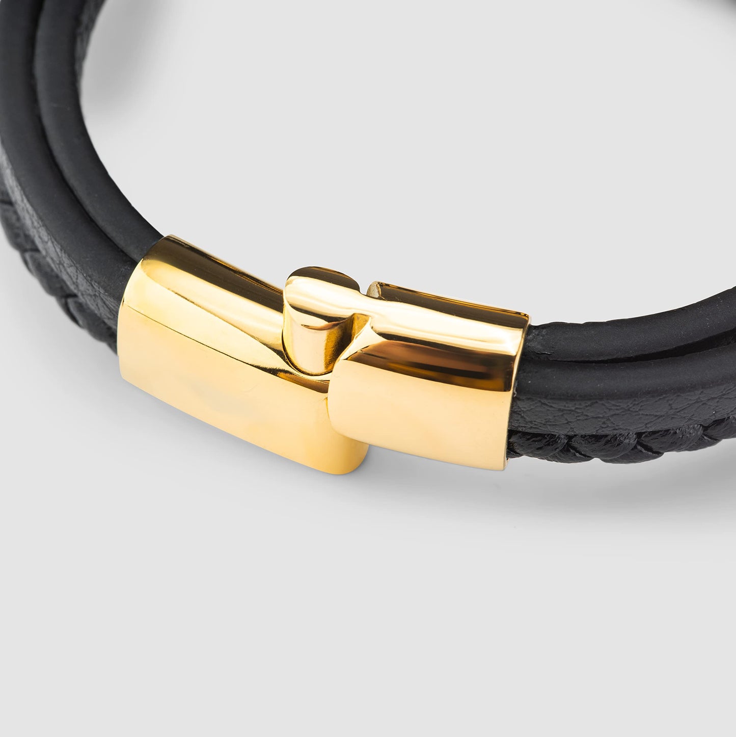 SERASAR Mens Bracelets 20cm Gold Gift Box Genuine Leather Cowhide Braided Adjust Able Magnetic Clasp Multi Layer Wrap Jewellery Rope Man Mans Male Band Jewelry Accessories