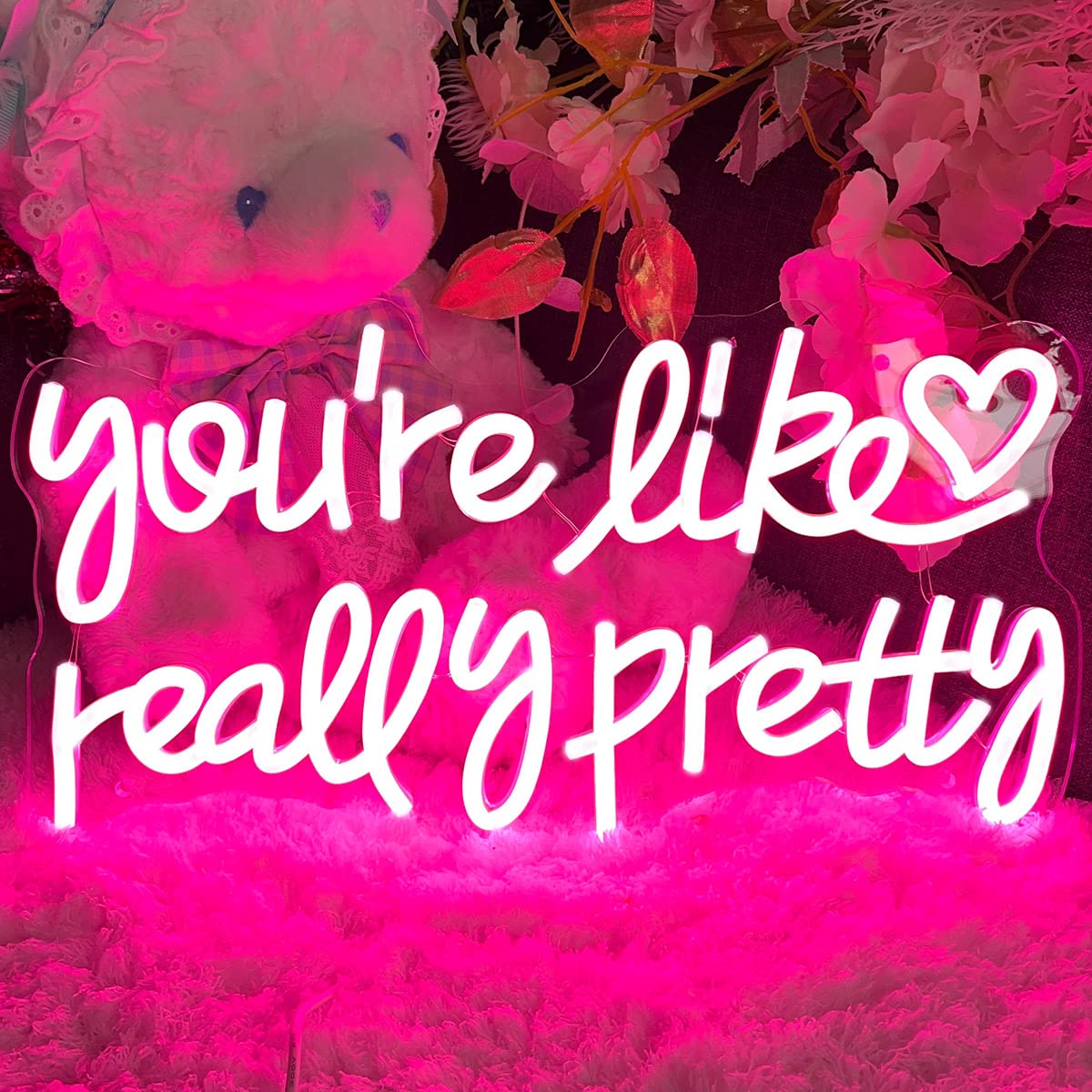 Neon Sign You're Like Really Pretty for Wall Decor Customized Led Neon Light Sign Personalized Birthday Marry Wedding Christmas Gift Sign Party Bedroom Bar Home Room (Pink,40Ă22 CM)