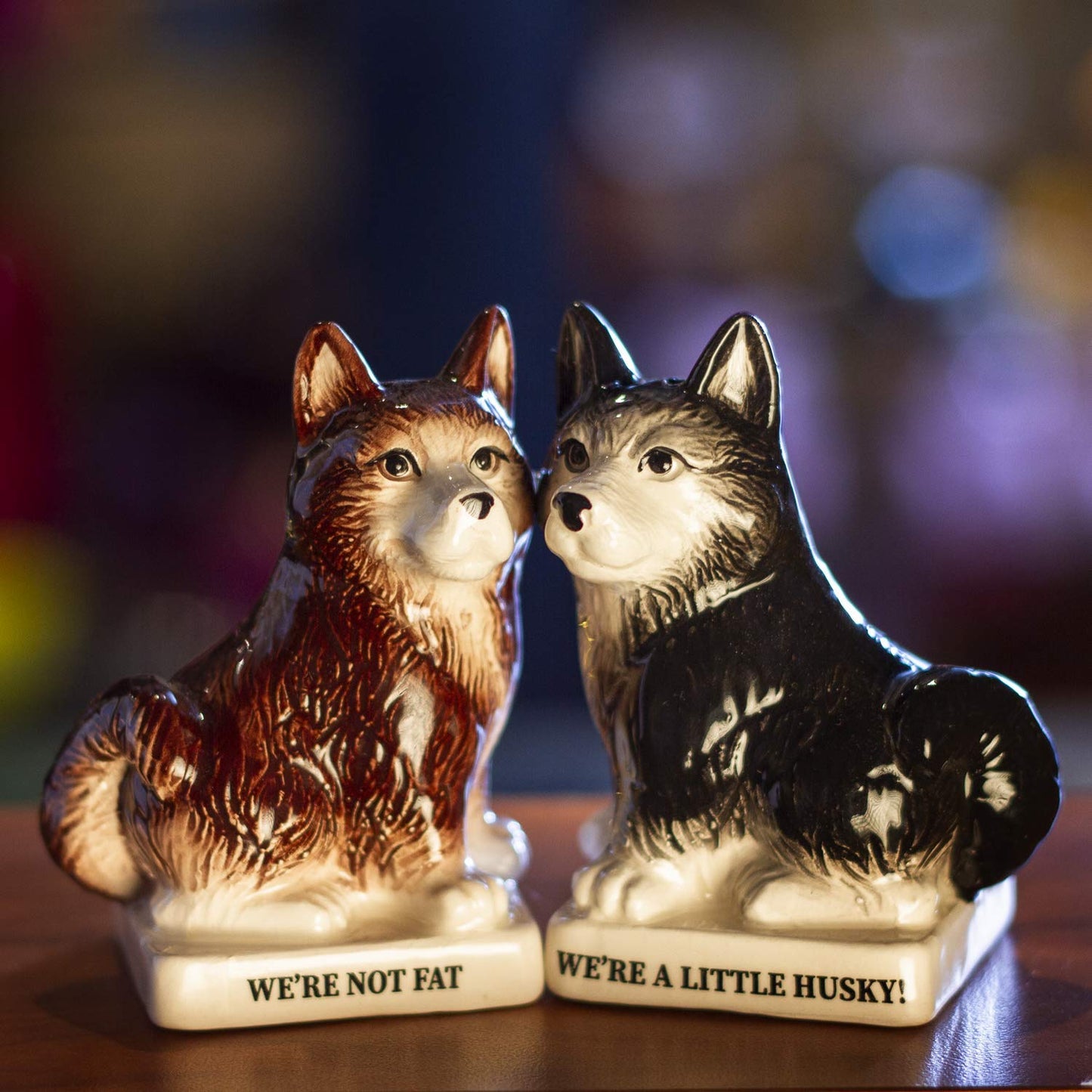 Pacific Giftware were Not Fat Huskies Ceramic Salt and Pepper Shakers Set