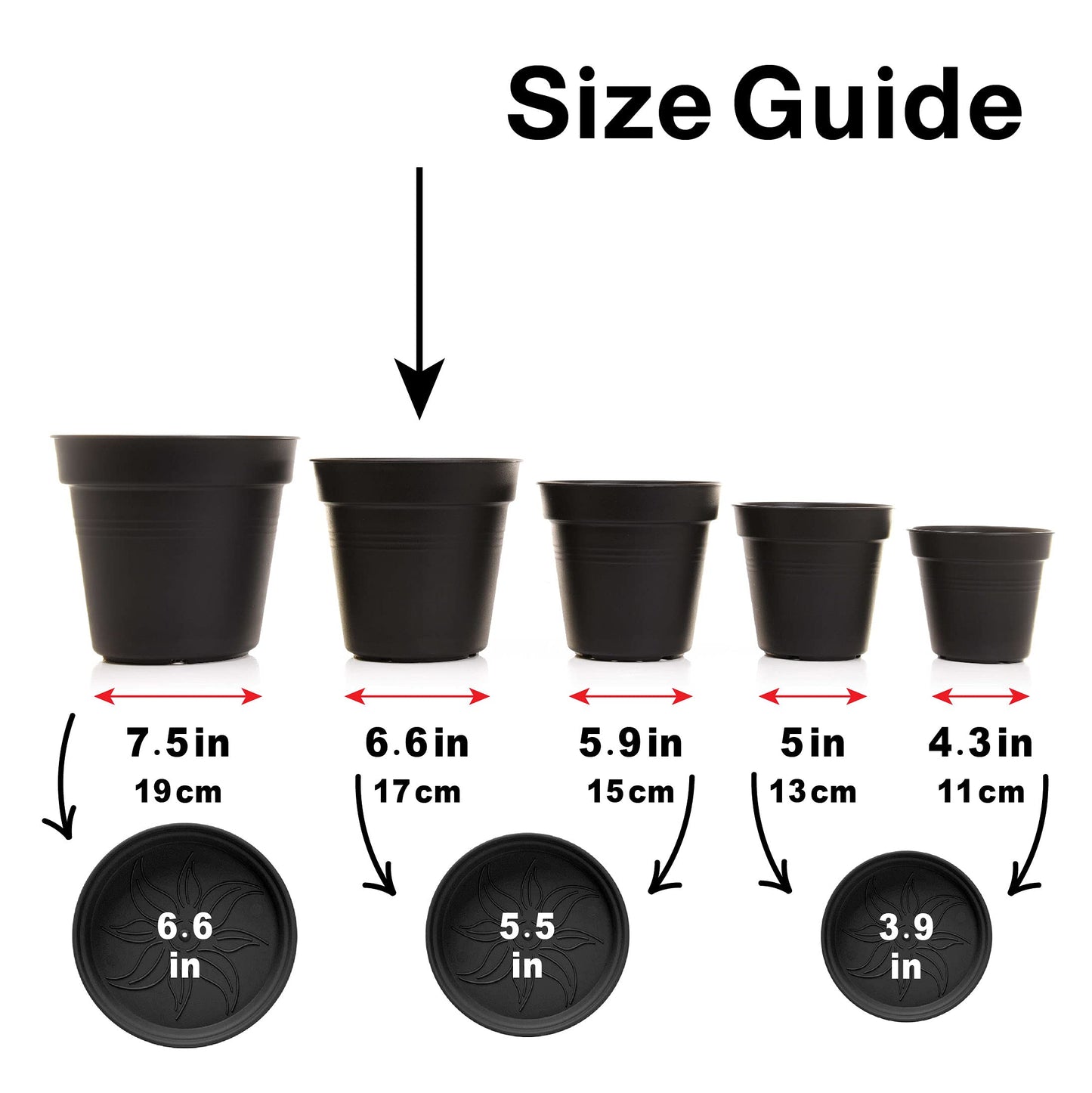 Mintra Garden Pots, 4 Pack Bulk Plastic Plant Pots with Drainage Tray, Round Indoor & Outdoor Decorative Planters with Drain Holes for Flowers, Herbs & Plants, 17cm Diameter – Forest Green, 6.6 in