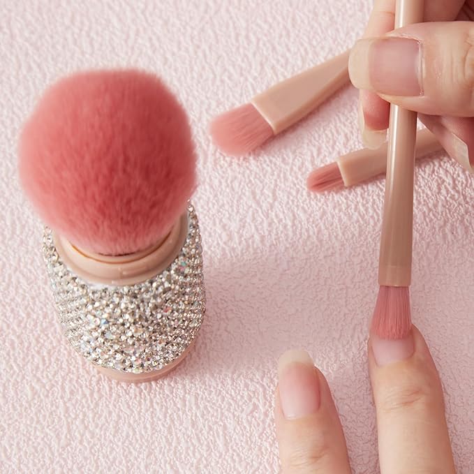 WOKOTO 4 in 1 White Diamond-Embellished Makeup Brushes