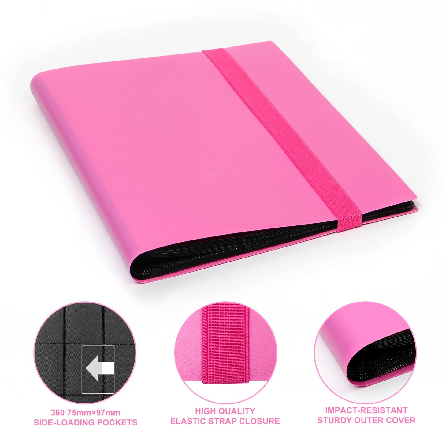 GEAoffice Card Binder 9 Pocket, 360 Pockets Trading Card Album Folder for Standard Cards, Side Loading Collection Folder for MTG, TCG, Sports (Rose Pink)