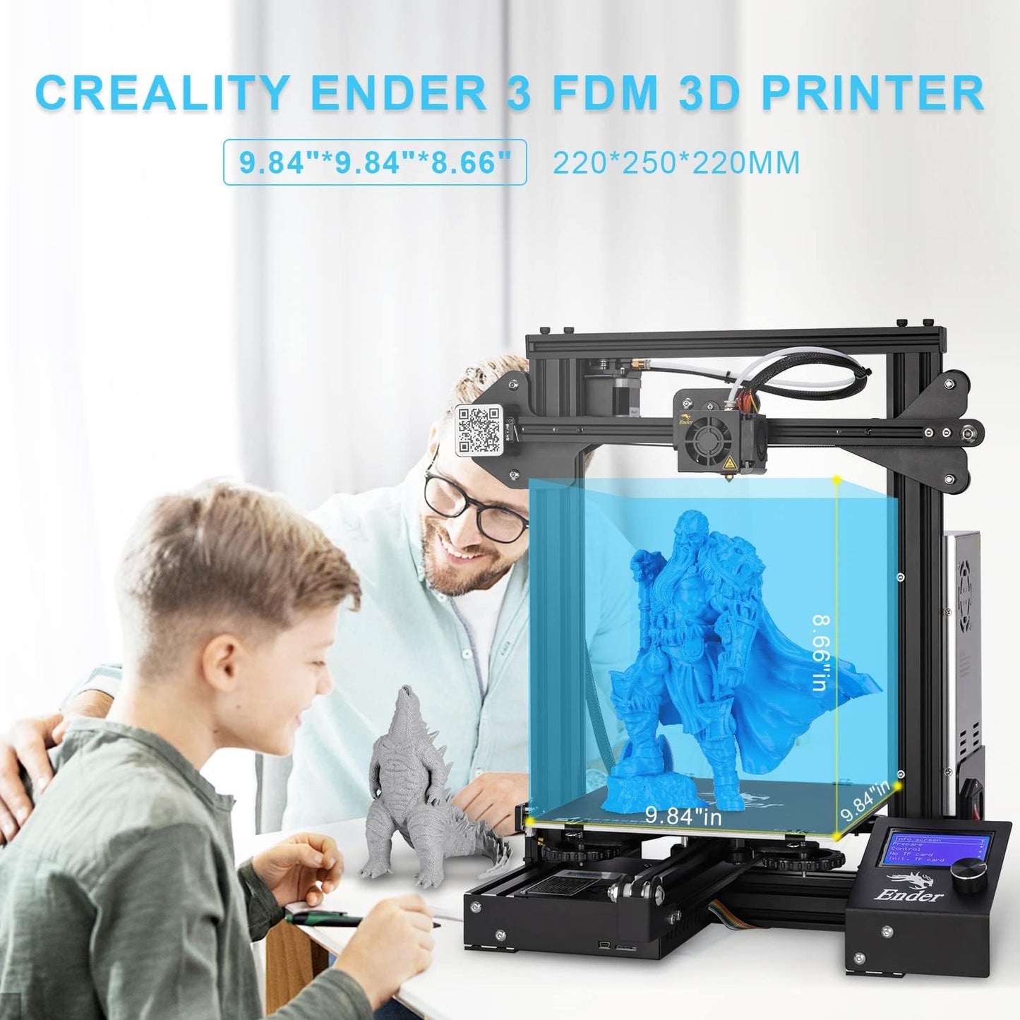 Official Creality 3D Printer Ender-3 FDM DIY Printers High-Precision Printing Stable Power Supply Rapid Heating Up Quality Extruder Resume Printing High-standard V-profile Printing Size: 220x220x250mm