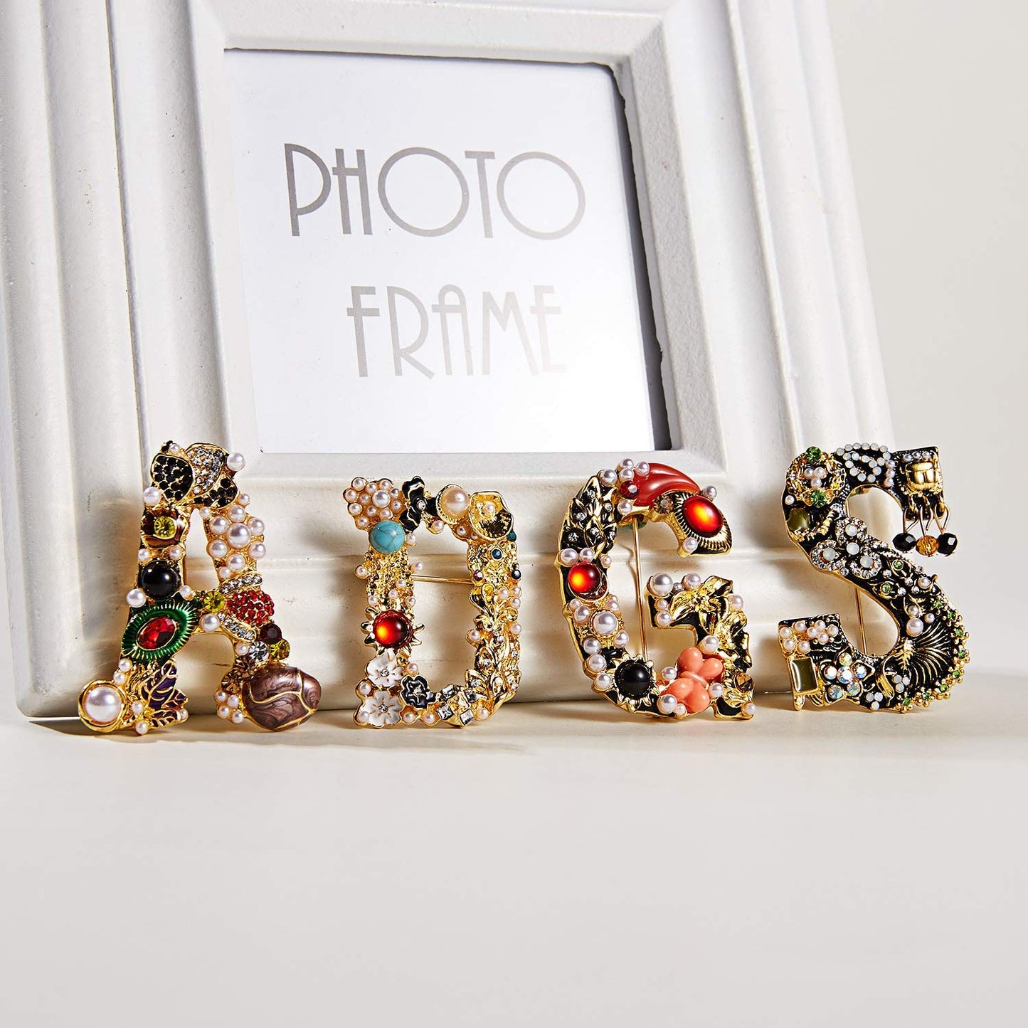 RINHOO Pearl Initial Brooch Pin Crystal A-Z 26 Alphabet Letters Brooch Colorful Enamel Breastpin Pin Jewelry for women Gifts (S)