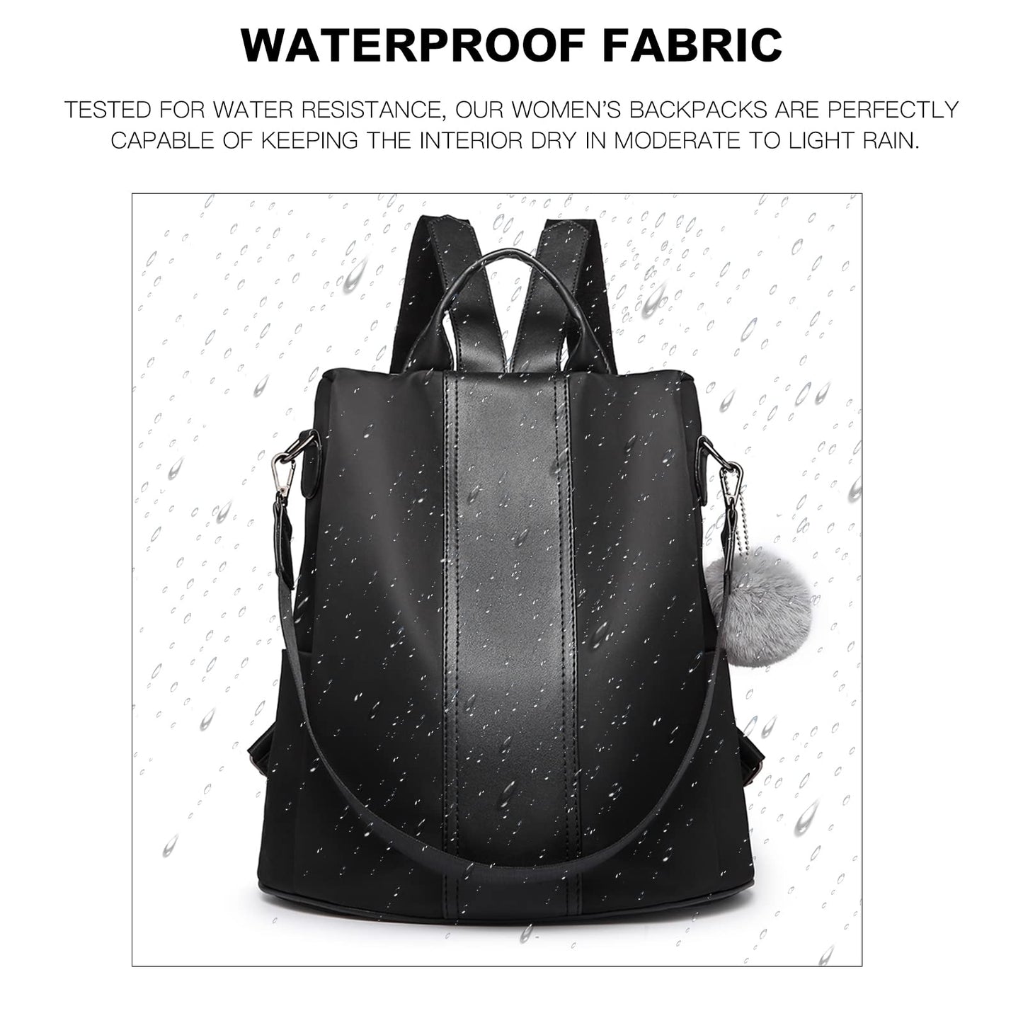 Miss Lulu Women Backpack Leisure Ladies Rucksack Water-Resistant Nylon School Bags Anti-Theft Daypack Shoulder Bag (black)