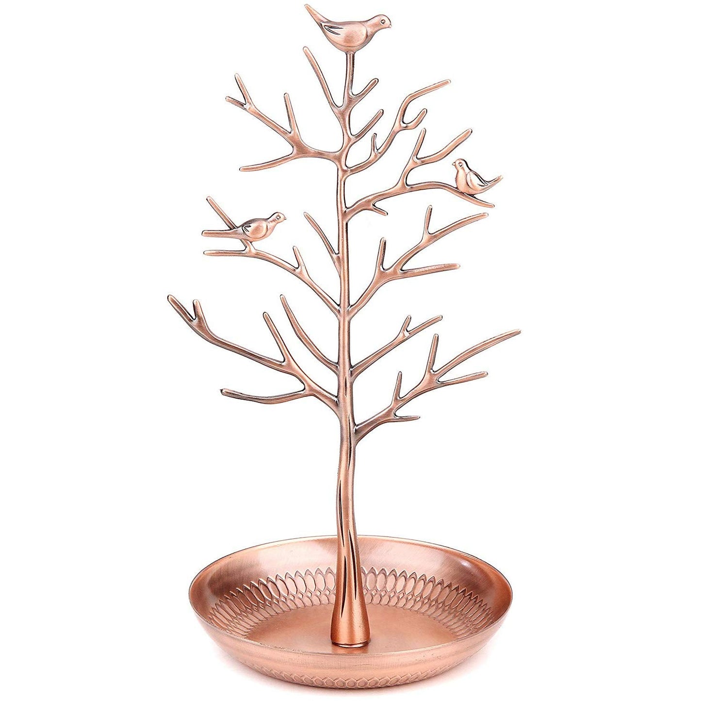 WELL-STRONG Jewelry Tree Necklace Earring Holder Modern Cute Bird Jewelry Stand for Women Girls Teen Bronze