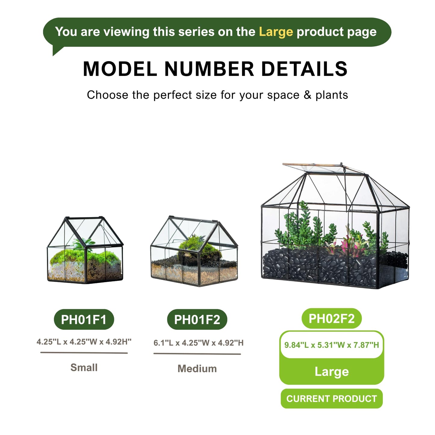 NCYP Glass Terrarium Planter with Lid for Small Succulent Plants, Grid House Shape Black Geometric Terrarium Pot, Home Garden Indoor Tabletop Decor, 9.84" x 5.31" x 7.87" (No Plants)