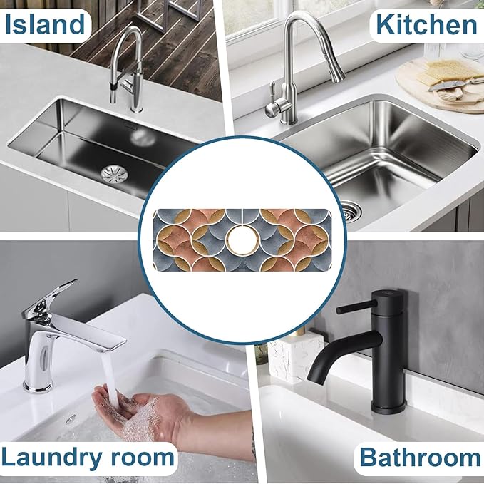 Geometric Printing Sink Faucet Absorbing Mat Ceramic Tile Texture Super