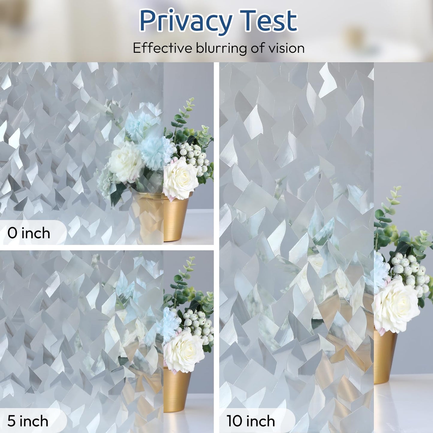 rabbitgoo Window Privacy Film, 3D Decorative Stained Glass Static Cling Door Covering Sun Blocking Removable Vinyl Sticker, Crystal Icicles 17.5 in X 13.1 Feet