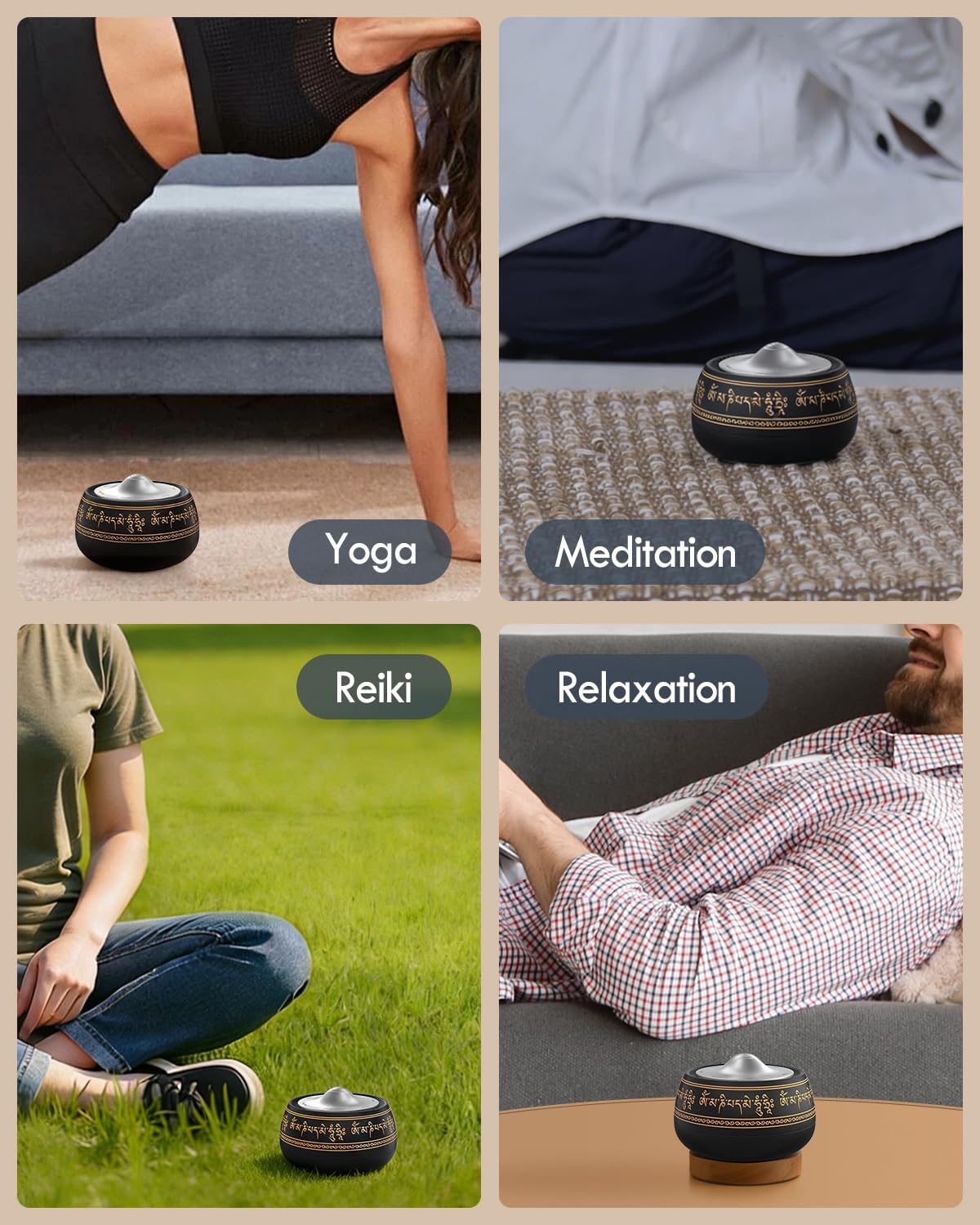 Portable Electronic Tibetan Singing Bowl, 8 Chakra Modes with 8 Chakra Cycle Play Mode, Auto/Manual Mode, Vibration & Built-in Timer, USB-C Rechargeable Meditation Device for Yoga, Reiki, Relaxation
