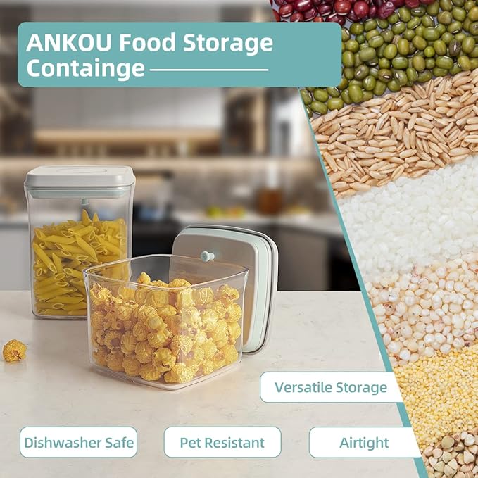 Ankou Airtight Container Set Stackable One Press Openning Food Containers