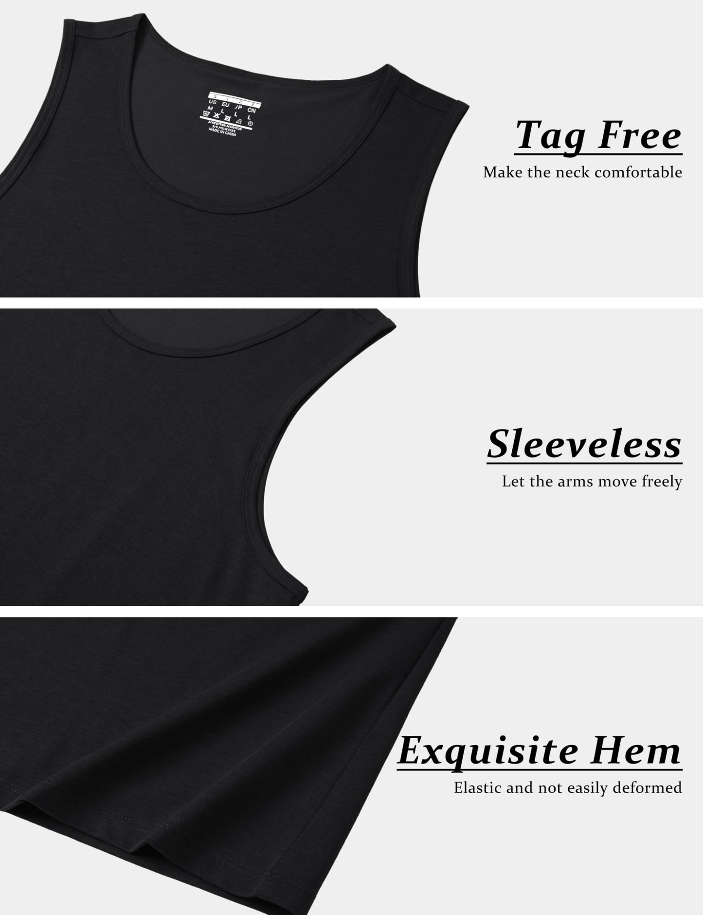 MAGCOMSEN Mens Black Tank Tops UPF 50+ Sun Protection Moisture Wicking Muscle Sleeveless Shirts Lightweight Breathable Cut Off Shirts L