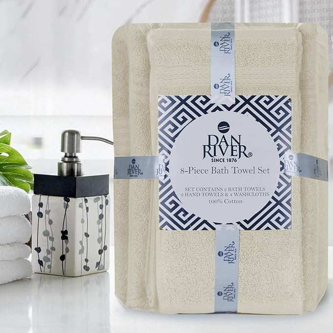 DAN RIVER 8 PC Luxury Bath Towels