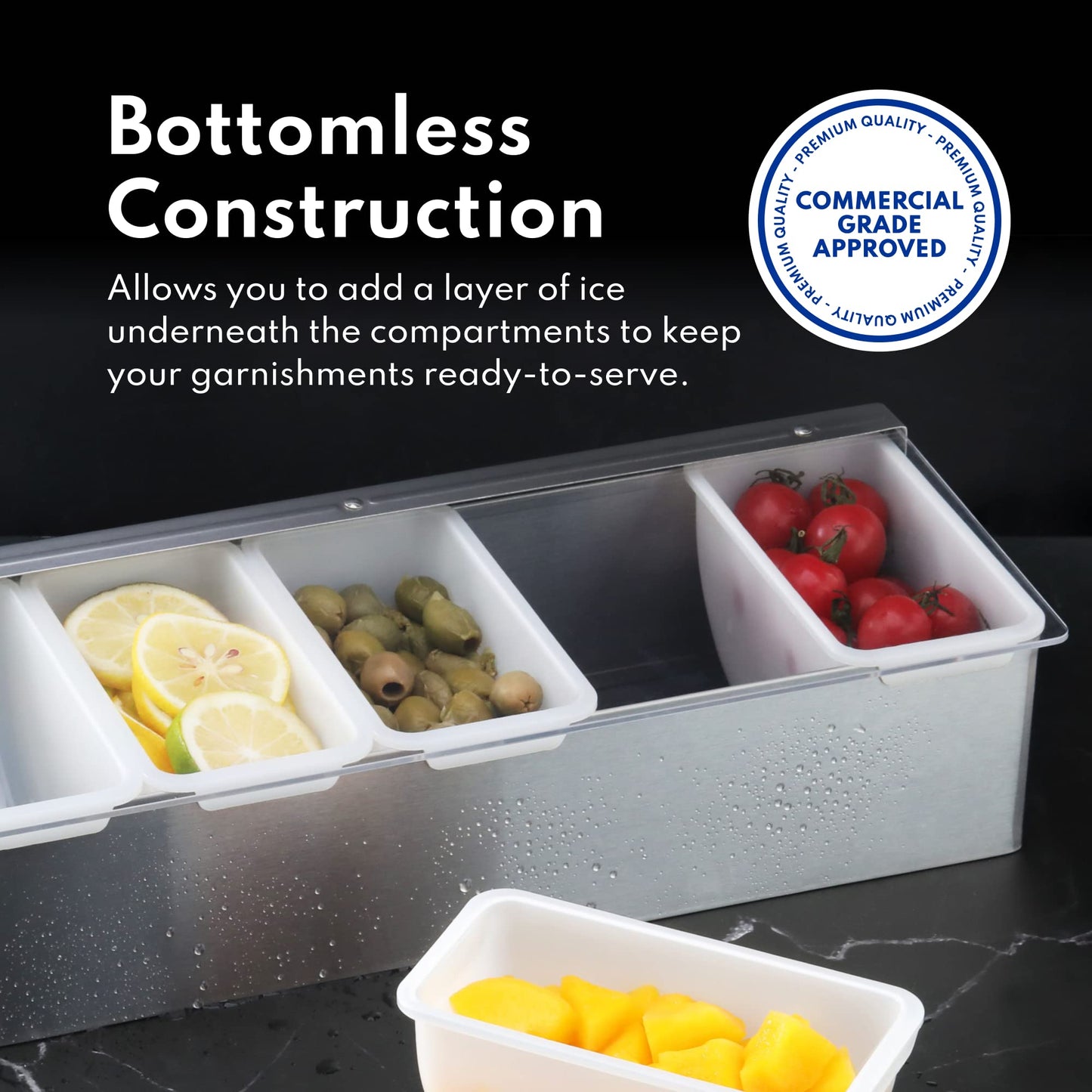 New Star Foodservice Multi-Compartment Restaurant-Grade Condiment Dispensers with 3 Compartments, Silver, Stainless Steel