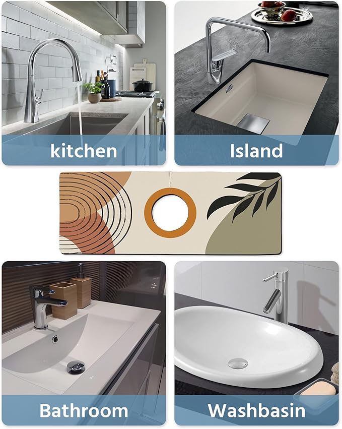Patterned Sink Faucet Mat Kitchen Splash Guard Super Absorbent Drying Mat