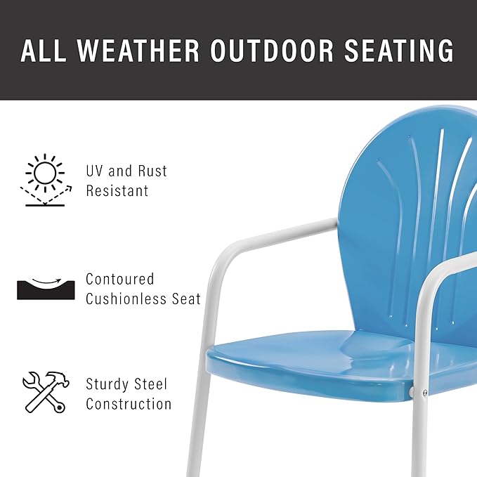 Crosley Furniture Griffith Outdoor Chair, Retro Metal Patio Chairs