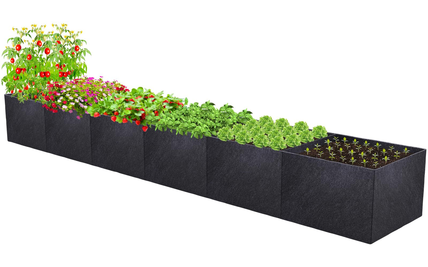 POILKMNI 12x2x1ft Fabric Raised Garden Bed - Outdoor Planter Box Non-Woven Fabric Patio Planting Bed Garden Grow Bed Bag for Growing Herbs, Flowers and Vegetables