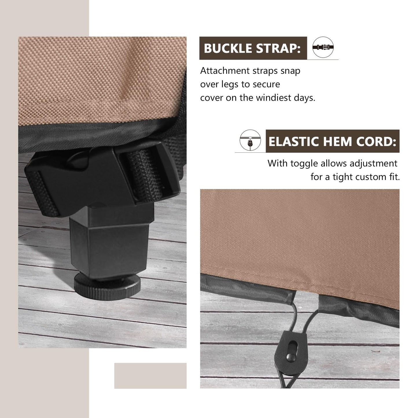 ULTCOVER Rectangular Patio Heavy Duty Table Cover - 600D Tough Canvas Waterproof Outdoor Dining Table and Chairs General Purpose Furniture Cover Size 88L x 62W x 28H inch