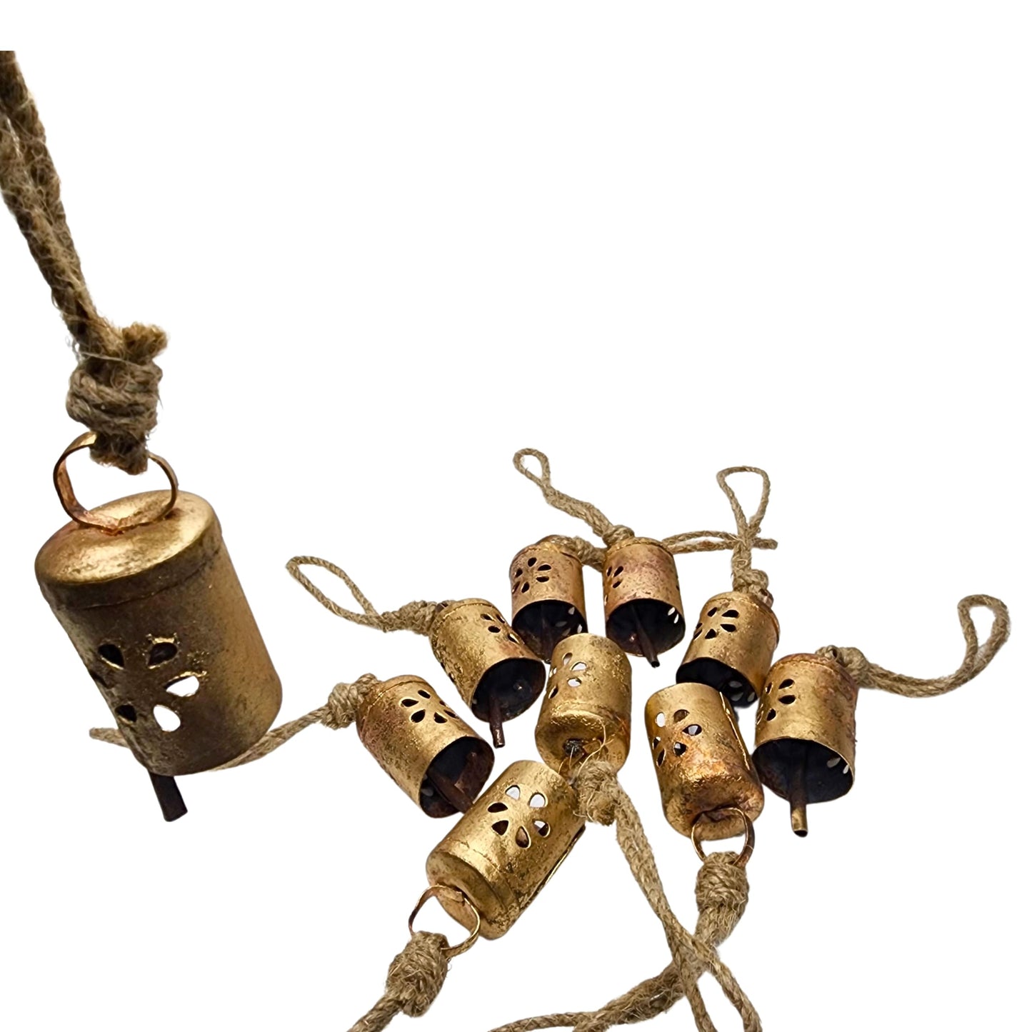 BELLUXE Rusty Harmony Cow Bells 10 Pieces - Vintage Handmade Rustic Lucky Christmas Hanging 2 Inch Bells (Cylinder Shape)