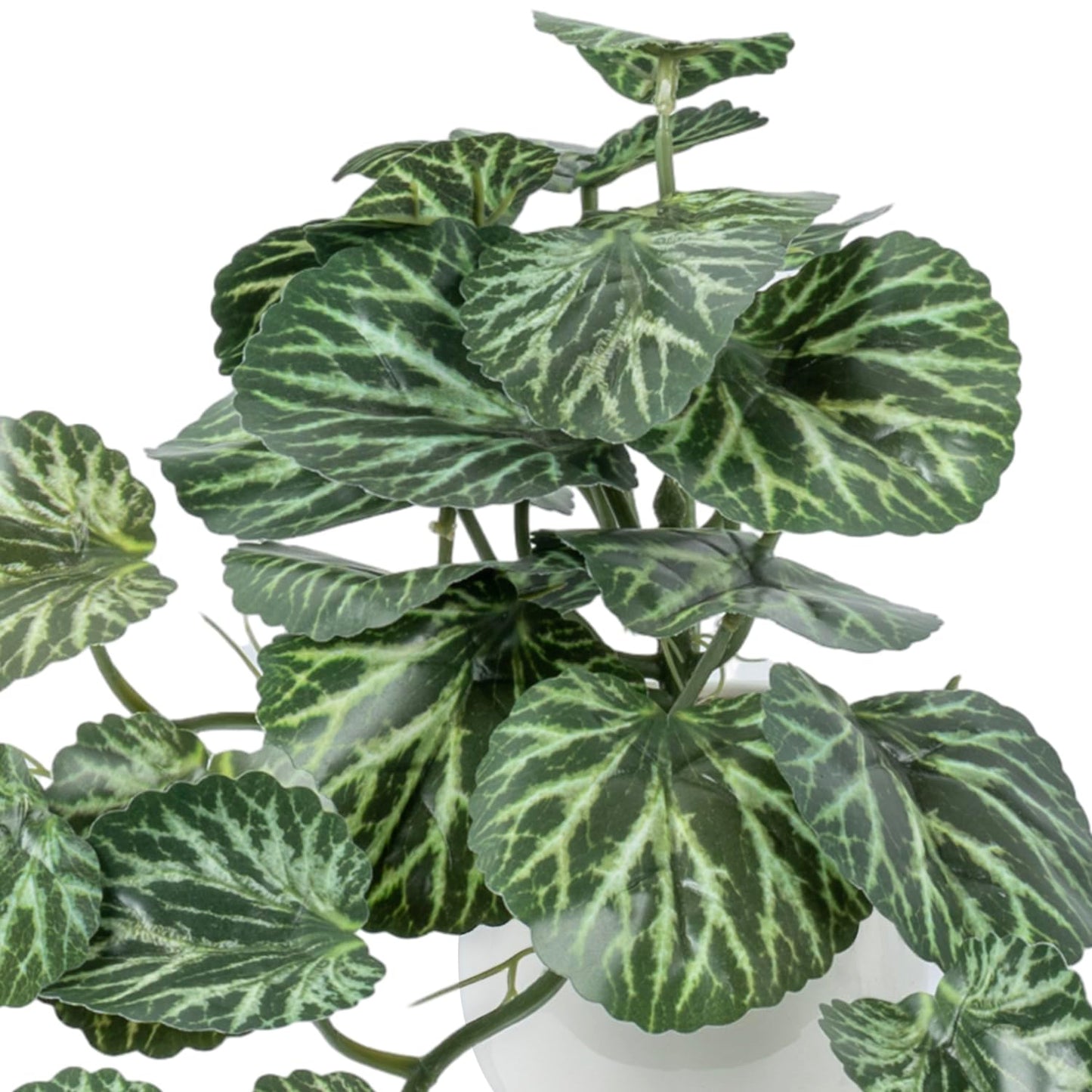 MyGift Single Wall Mounted Artificial Green Leafy Draping Plant Potted in White Ceramic Pot, Faux Begonia Imperialis X Pustulata Decorative Hanging Planter with Trailing Leaves