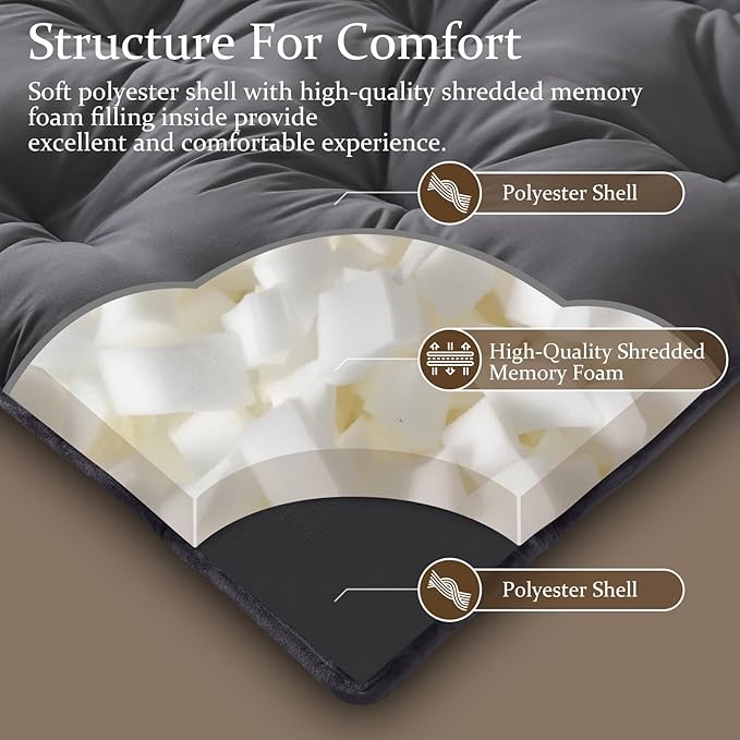 SHOUREN Japanese Futon Mattress Floor Mattress 3" Tatami Mat, Shredded Memory