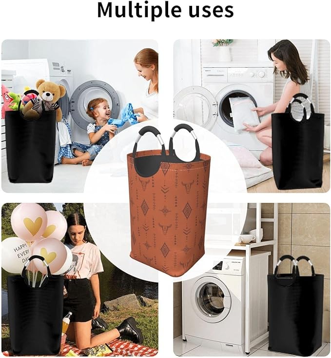 Western Boho Brown Foldable Collapsible Laundry Basket