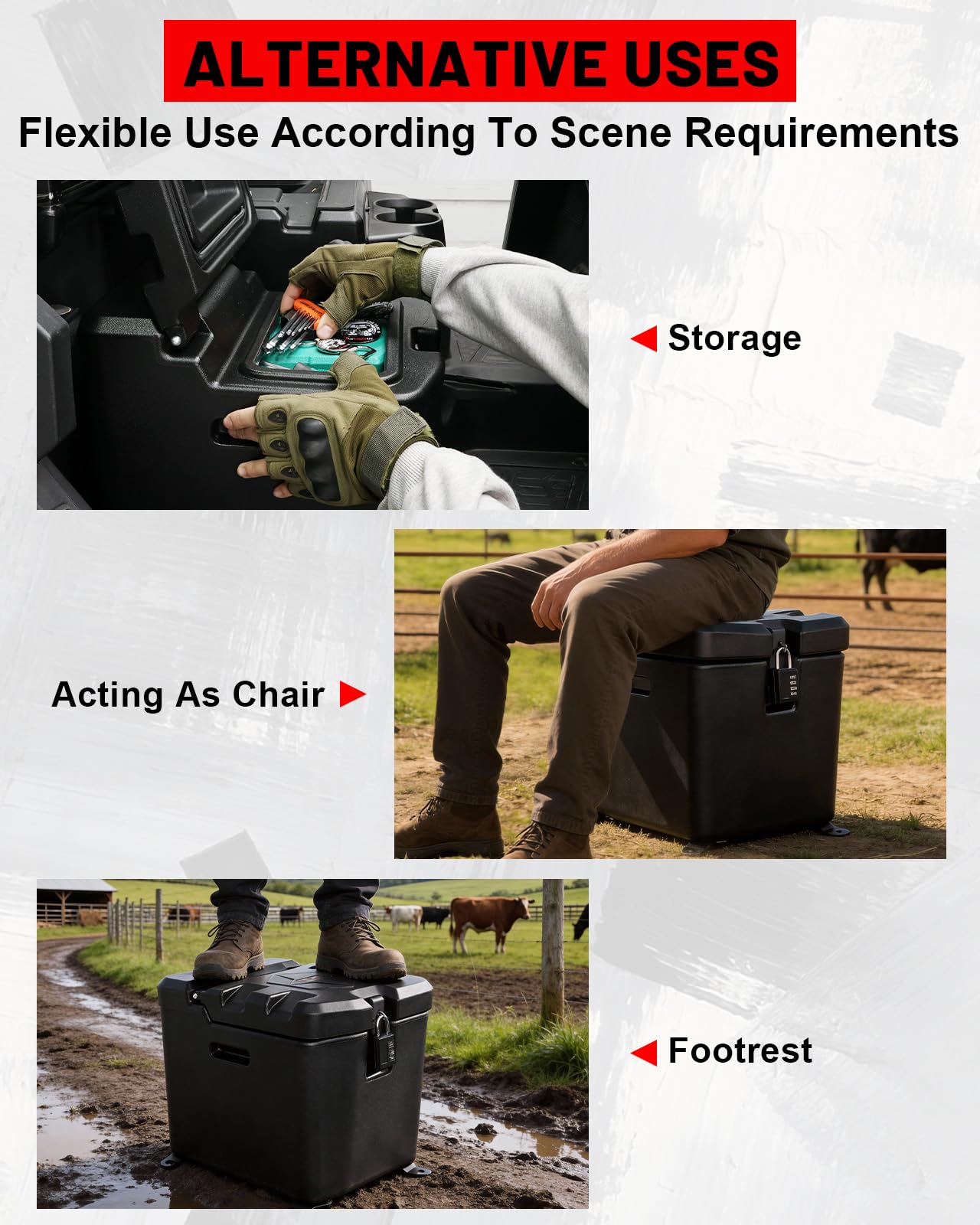 StarknightMT UTV Under Seat Storage Box with Lock 28L/ 7.4Gal Compatible with Polaris Ranger XP 1000/Crew 2018-2026 Waterproof Storage Box Replace #2882910