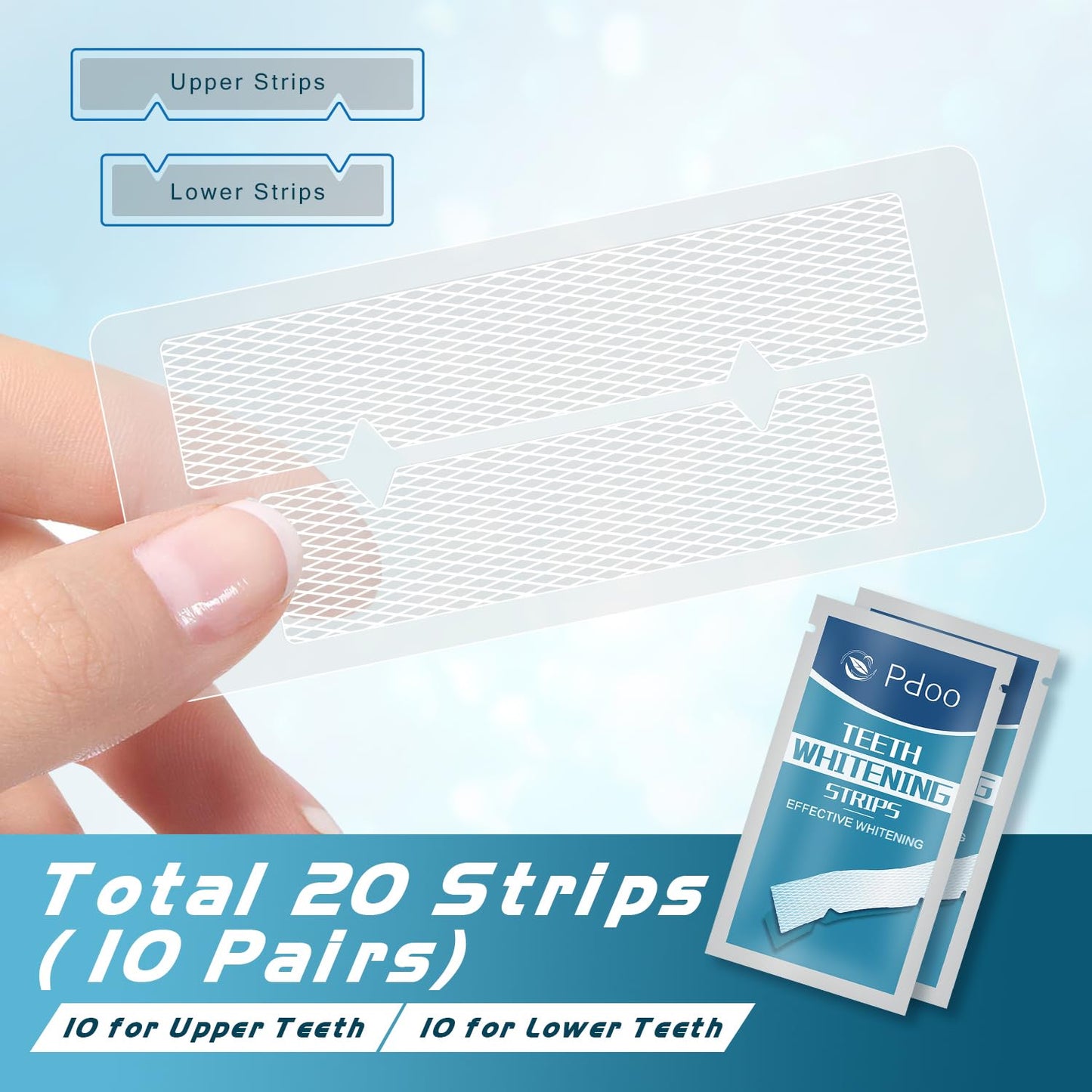 Teeth Whitening Strips - 20 Whitening Strips for Teeth Sensitive, Professional, Fast Remove Smoking, Coffee, Wine Stains, Teeth Whitening Kit Pack of 10 Non-Slip Strips Treatments