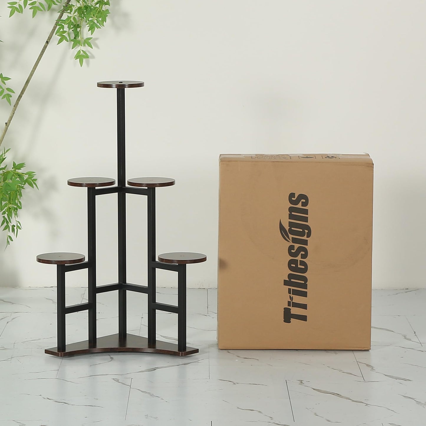 Tribesigns Corner Plant Stand Indoor, 6 Tiered Plant Shelf Flower Stand, Tall Multiple Potted Plant Holder Rack Planter Organizer for Living Room Balcony Garden, Rustic Brown