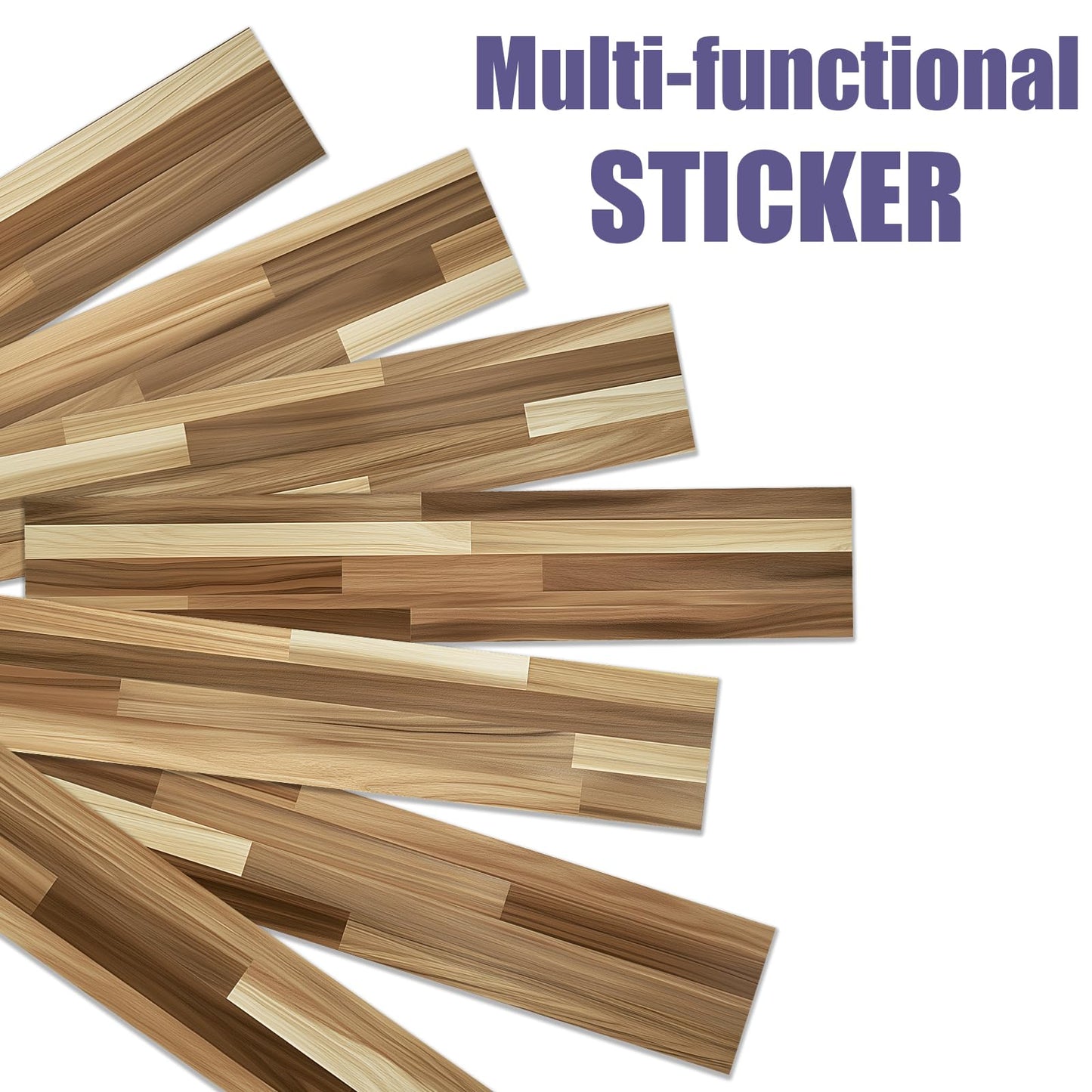 PLIGREAT 15 Strips Brown Wood Pattern Stair Decals Peel and Stick Stairs Riser Stickers Lifelike Style Murals Decor for Steps 7.1"x39" Self-Adhesive Stair Riser Decals for Home Hotel Decor