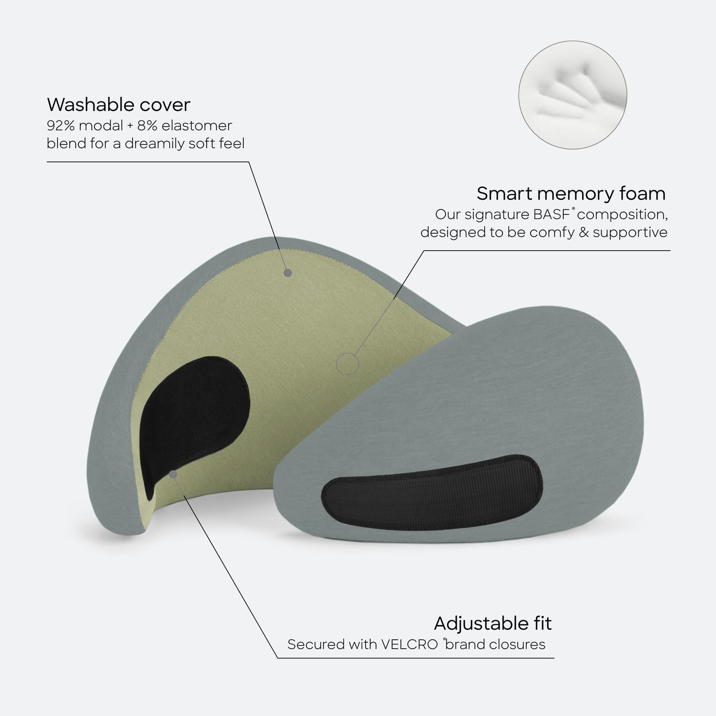 Ostrichpillow Go Neck Pillow - Premium Memory Foam Travel Pillow, 360º Ergonomic Design, Asymmetrical Sides, Travel Bag Included, Washable Modal Cover