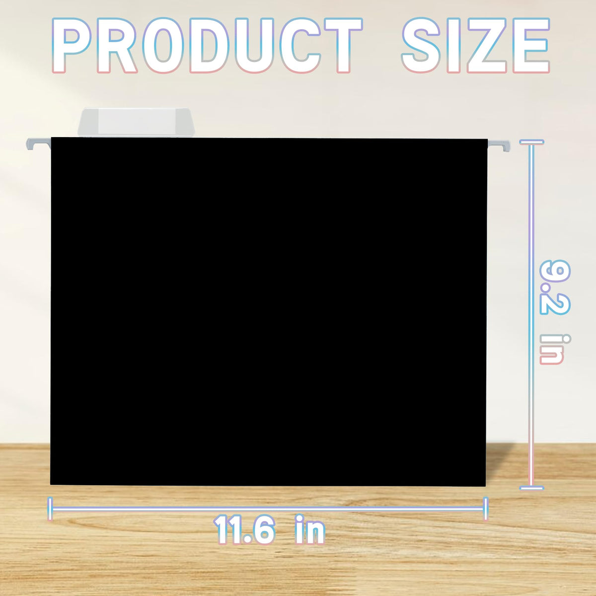 25 Packs Hanging File Folders,Black Letter Size File Folder,Designed for Bulky Files,Filing Cabinet,1/5 Adjustable Tabs for Office,School,Home