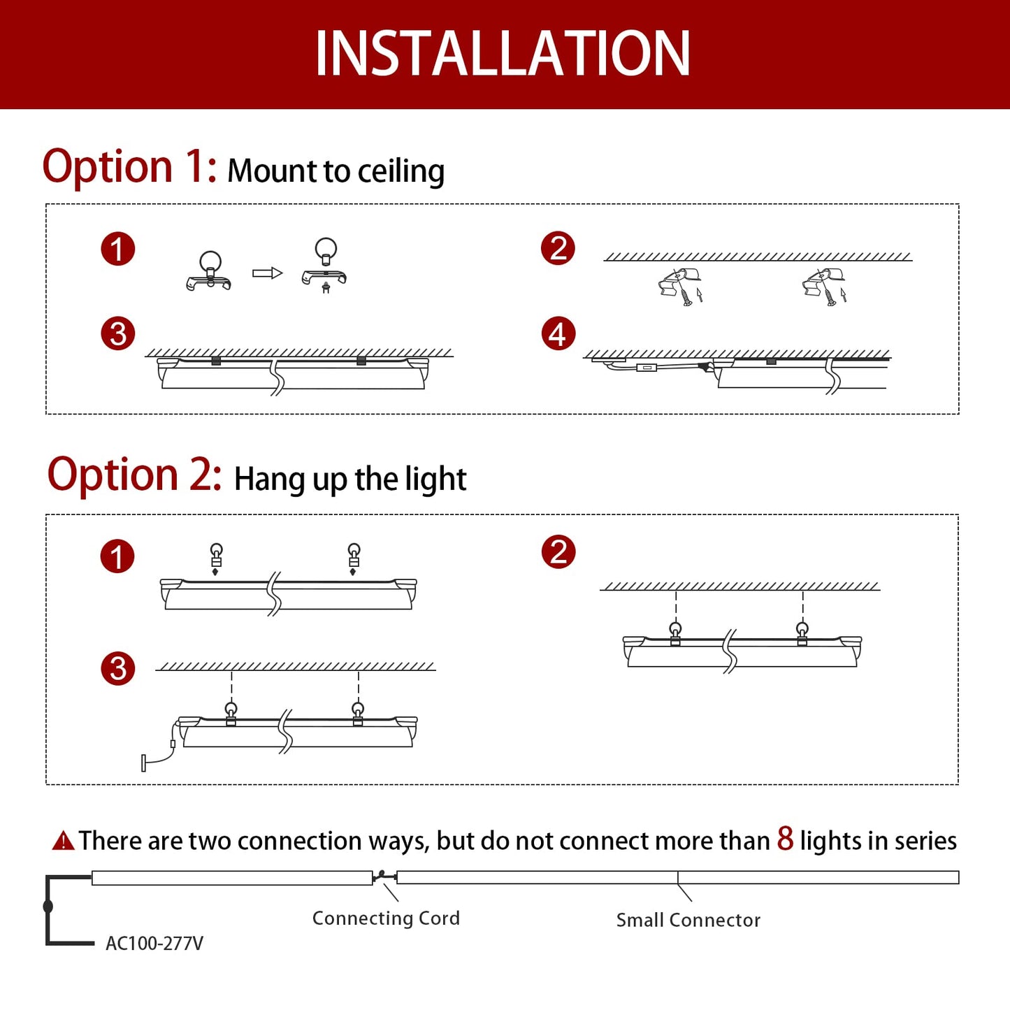 Kihung (Pack of 8) LED Grow Lights, 2FT T8 Grow Lights, 192W(8×24W) Full Spectrum Grow Light Strips with Reflectors, High PPFD Value Plant Light for Indoor Plants