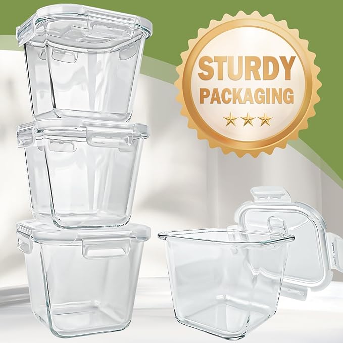 Soup Containers with Lids Glass 32 oz, 4 Cup Borosilicate Glass Food Storage
