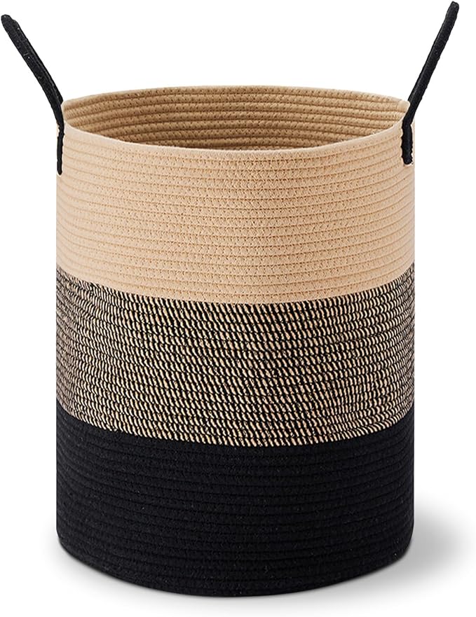 VIPOSCO Large Laundry Hamper, Tall Woven Rope Storage Basket