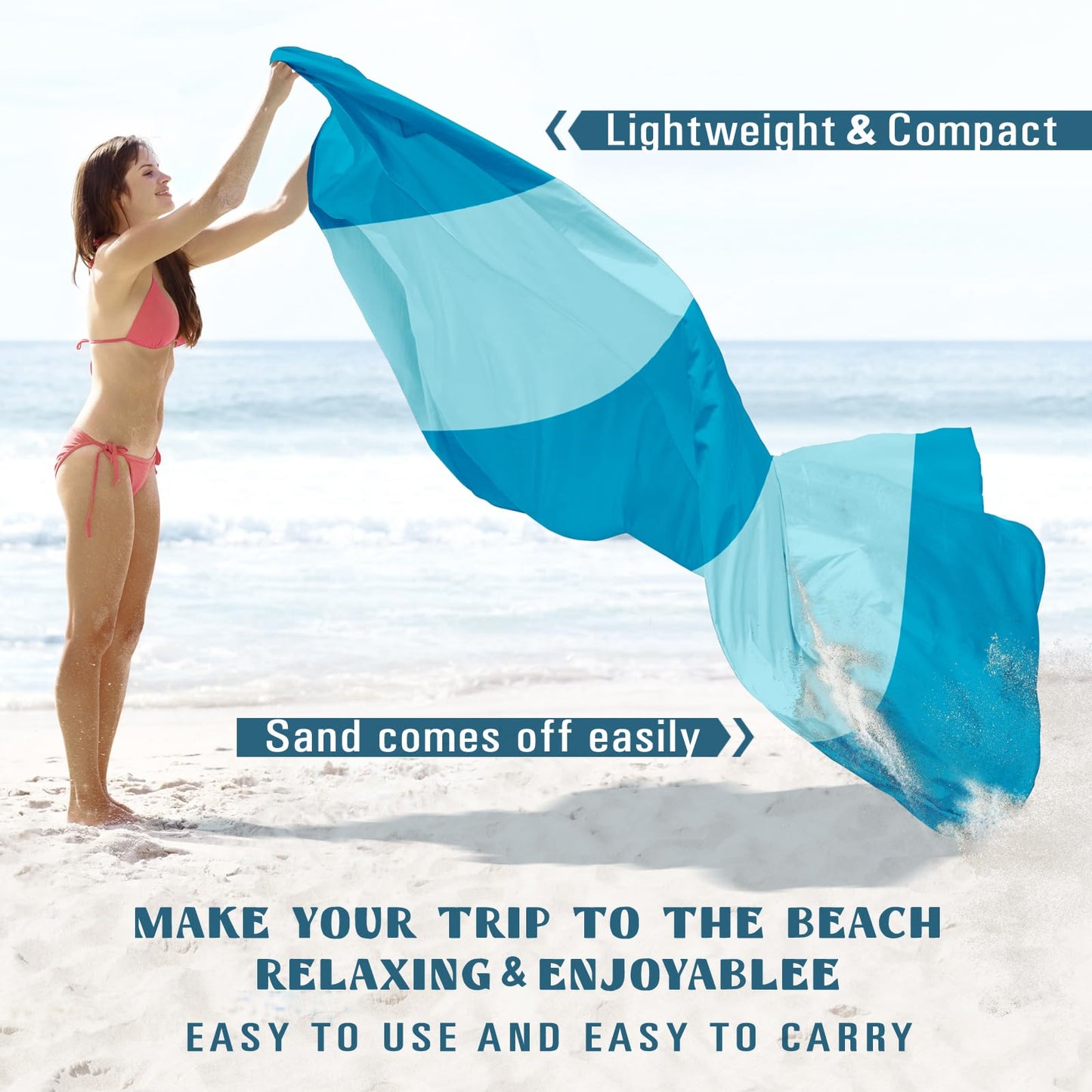 Famstar Beach Blanket Sandproof Waterproof 78''×110'' 1-7Adults Oversized,Compact Lightweight Durable Beach Mat for Travel Camping Hiking Picnic Blanket