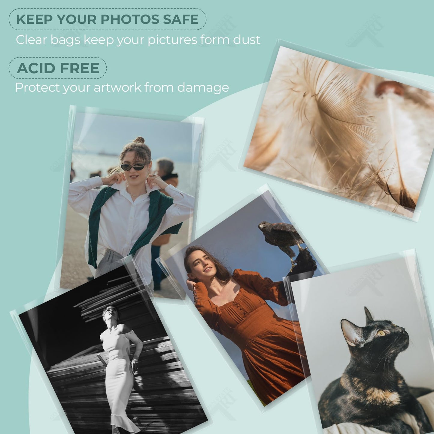 Golden State Art 100 Pack Acid-Free 5 1/2 x 8 1/8 inches Crystal Clear Sleeves Storage Bags for 5x8 Photos, A8 Cards