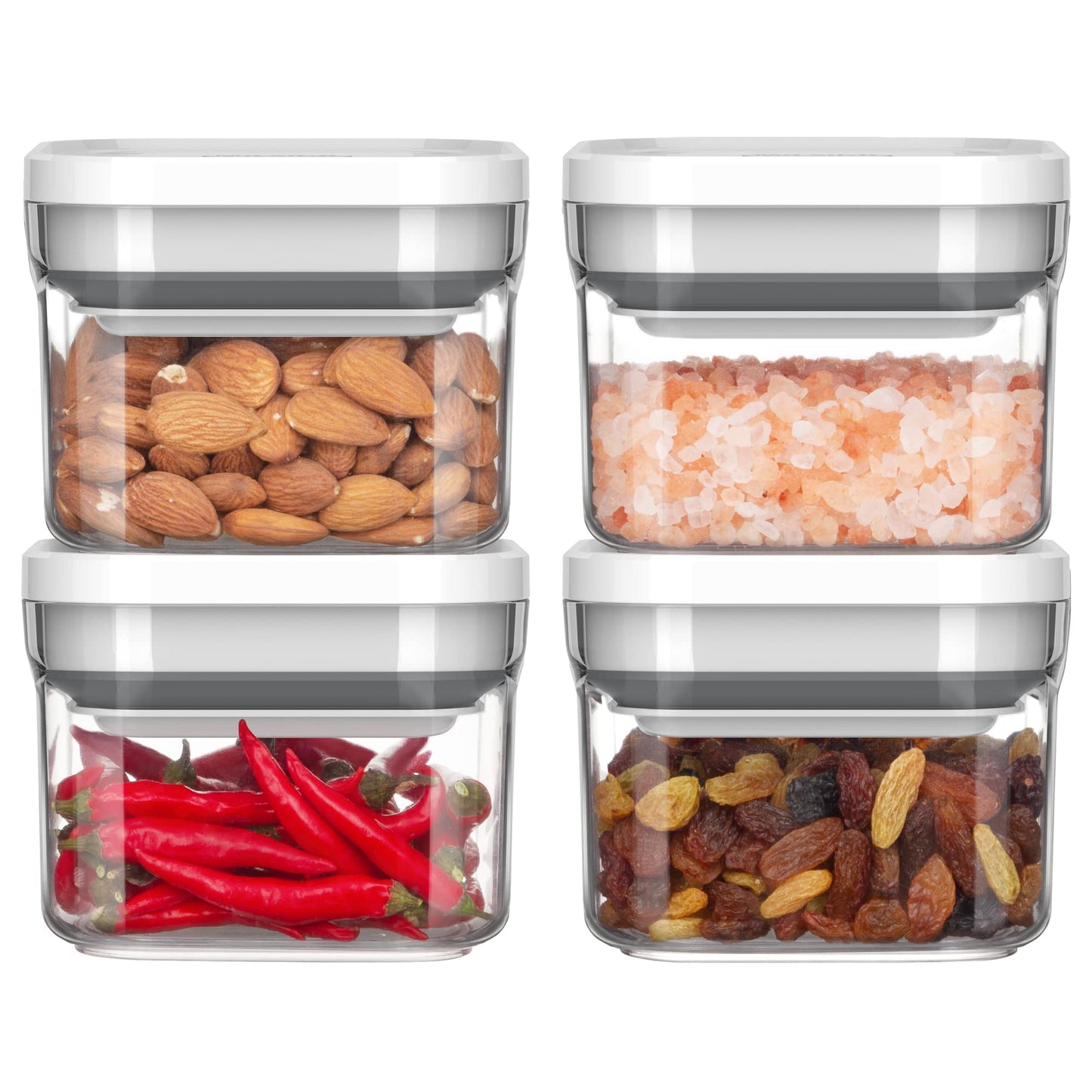 MR.SIGA 4 Pack Airtight Food Storage Container Set, BPA Free Kitchen Pantry Organization Canisters, One-handed Airtight Cereal Snack Candy Storage Containers, 360ml / 12.2oz, Small, White