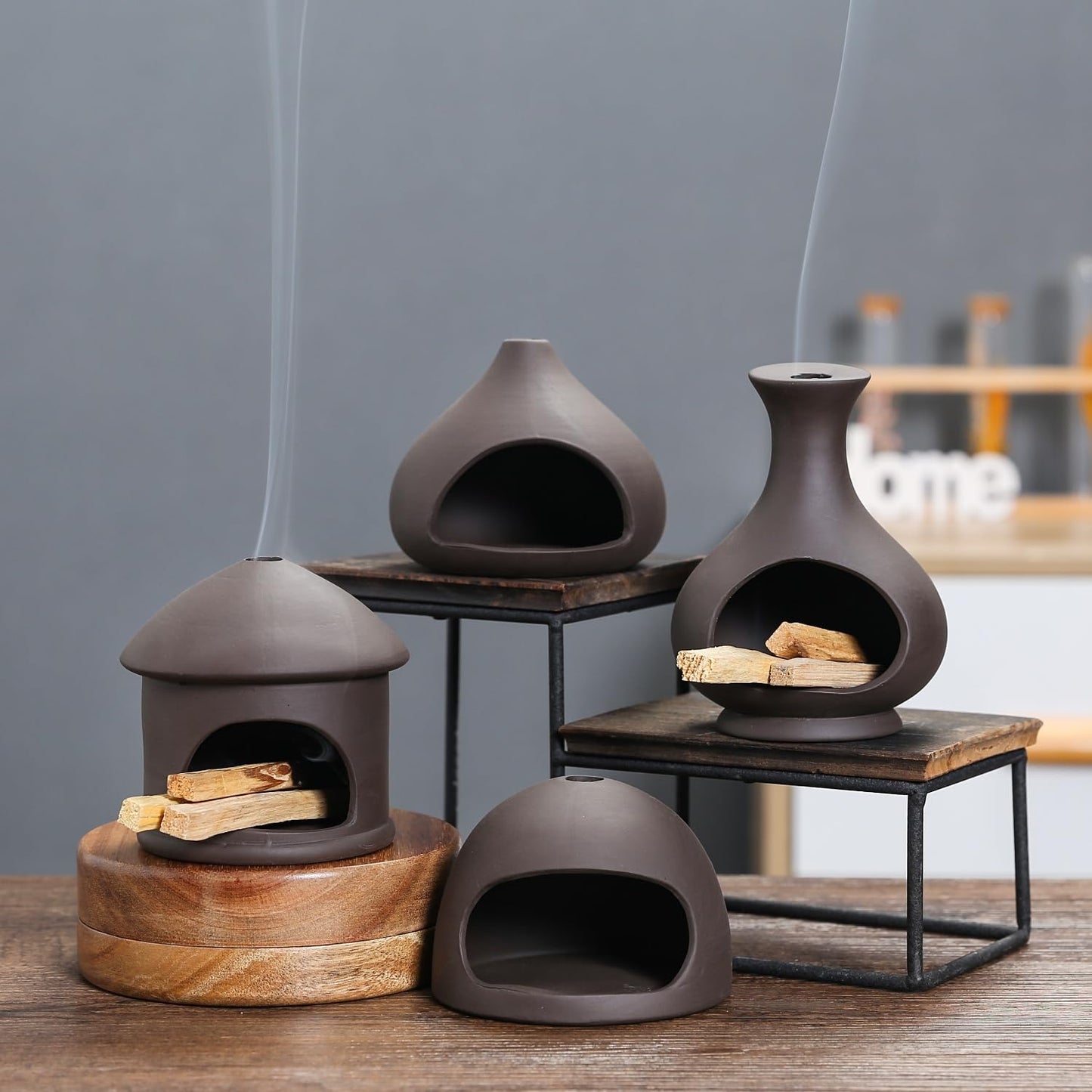Palo Santo Holder, A Mini Chimney for Burning Palo Santo Sticks and Sage, Chimeneas Incense Holder, Cone Burner Smudge Bowls for Yoga and Meditation Rooms, Incense Bowls