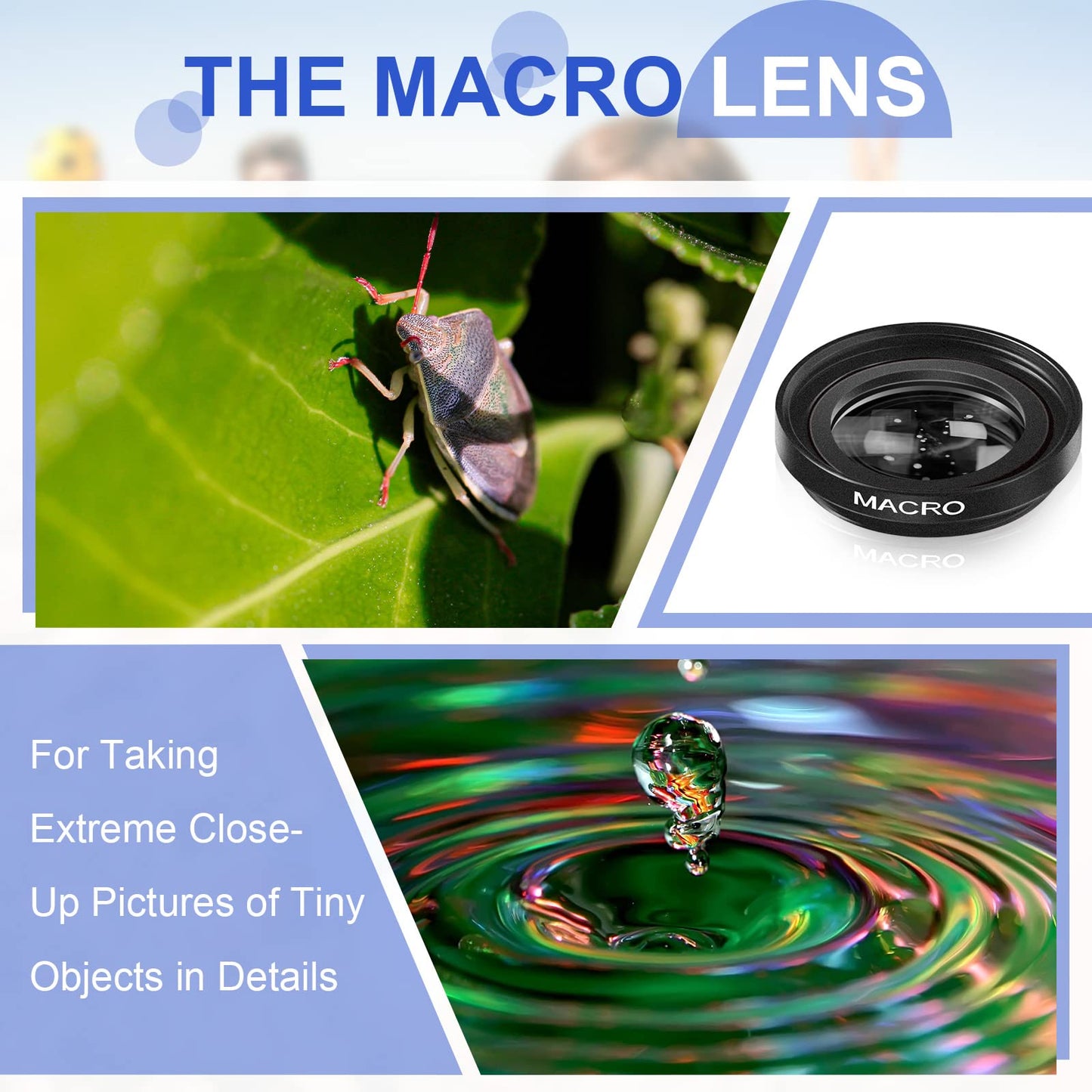 2 Pack Universal 3 in 1 Camera Lens Kit Phone Camera Shot Clip Fisheye Macro Wide Angle Lens Cell Phone Shot Attachments Compatible with Most Smartphones for Video, Live Show, Vlog
