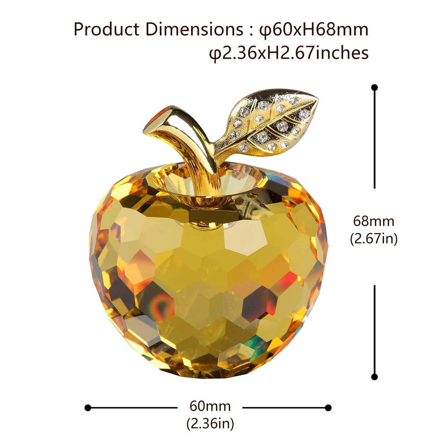 DOJOZ K9 Crystal Apple Paperweight Craft Decoration Table Top Ornament Statue Home Decor (Green)