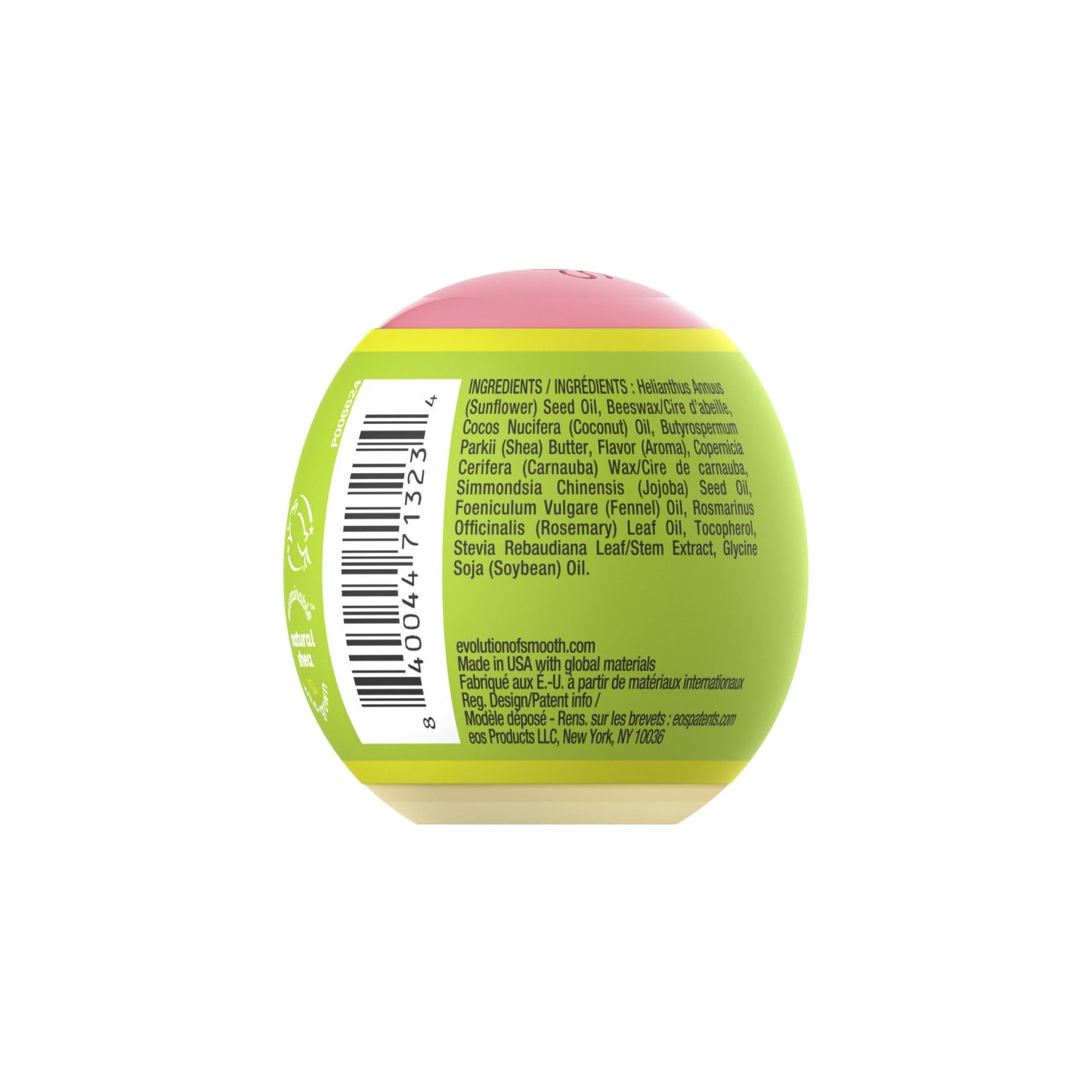 eos 100% Natural & Organic Lip Balm- Strawberry Sorbet, All-Day Moisture, Dermatologist Recommended for Sensitive Skin, Lip Care Products, 0.25 oz