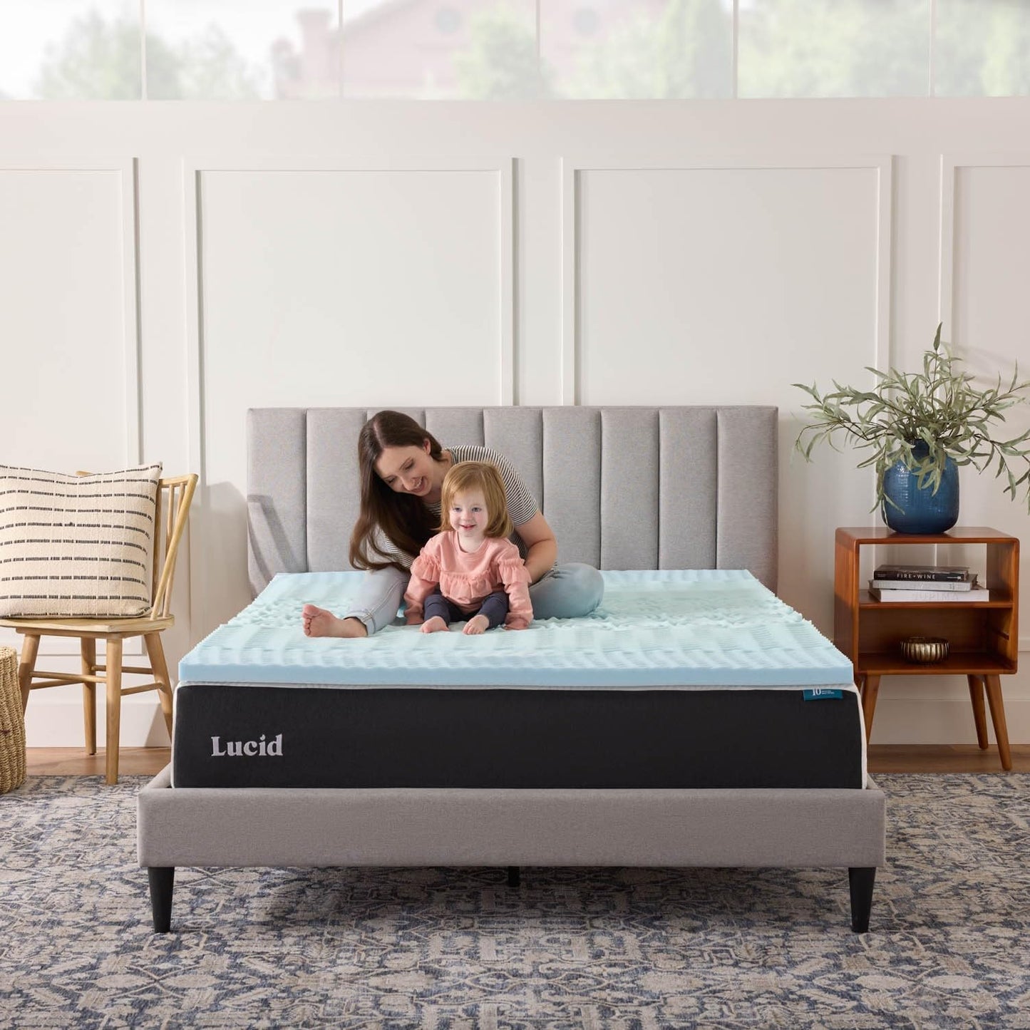 LUCID 2 Inch Gel Memory Foam Mattress Topper, King size – 5 Zones – Cooling Gel Infusion – CertiPur Certified Foam