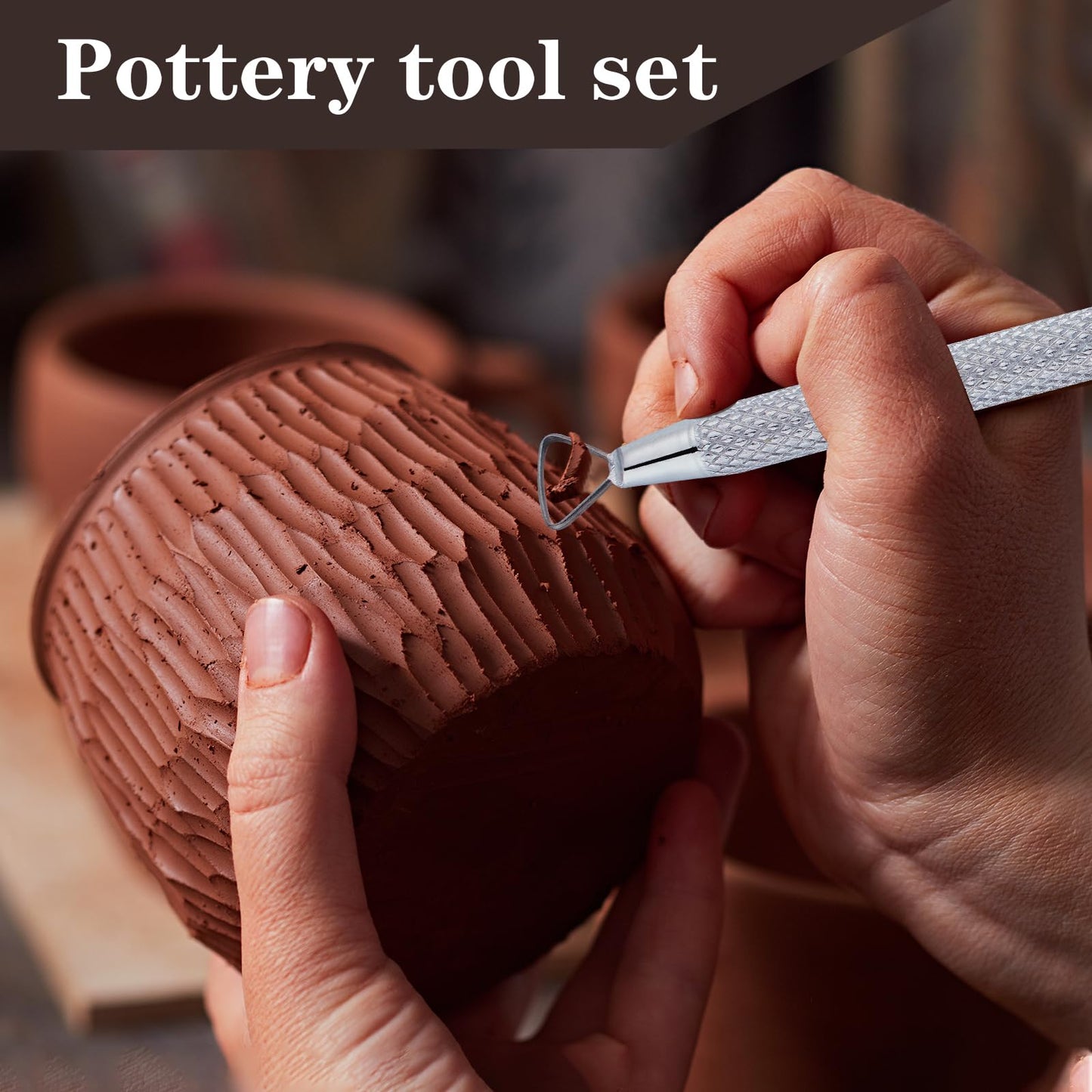 Glamorway 6Pcs Clay Tools Pottery Tools Clay Sculpting Tools Mini Ribbon Cutter Metal Tools Set Carving Art Polymer Clay Tools