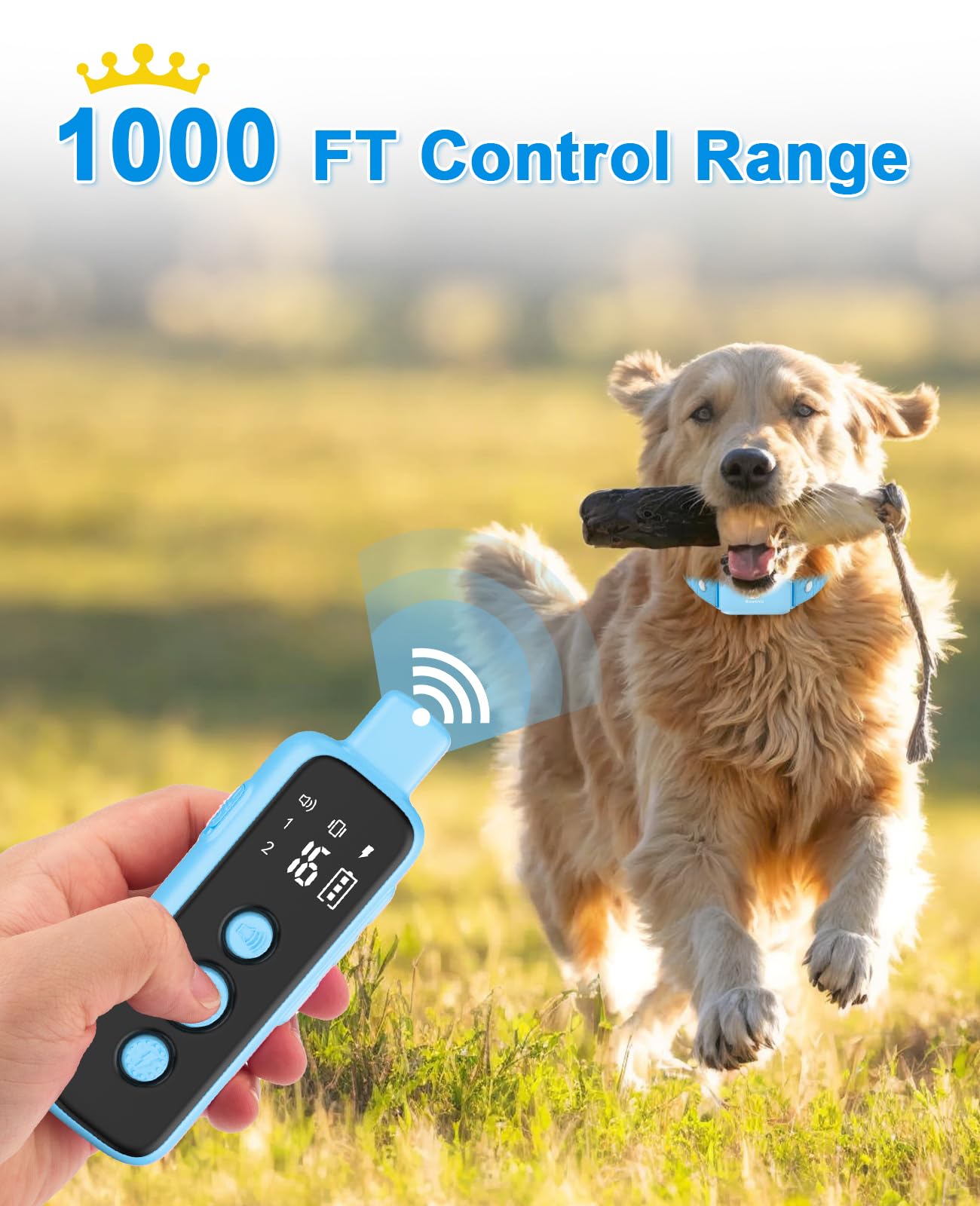 Bousnic Shock Collar for Dogs - Waterproof Rechargeable Dog Electric Training Collar with Remote for Small Medium Large Dogs with Beep, Vibration, Safe Shock Modes (8-120 Lbs) (Green)