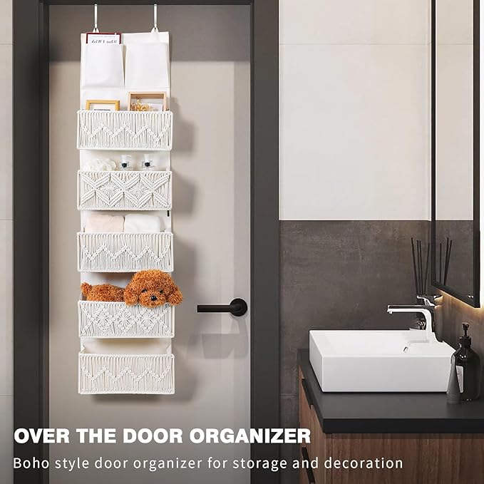 ANTIS'S HOME Over the Door Organizer Macrame Boho Nursery Storage