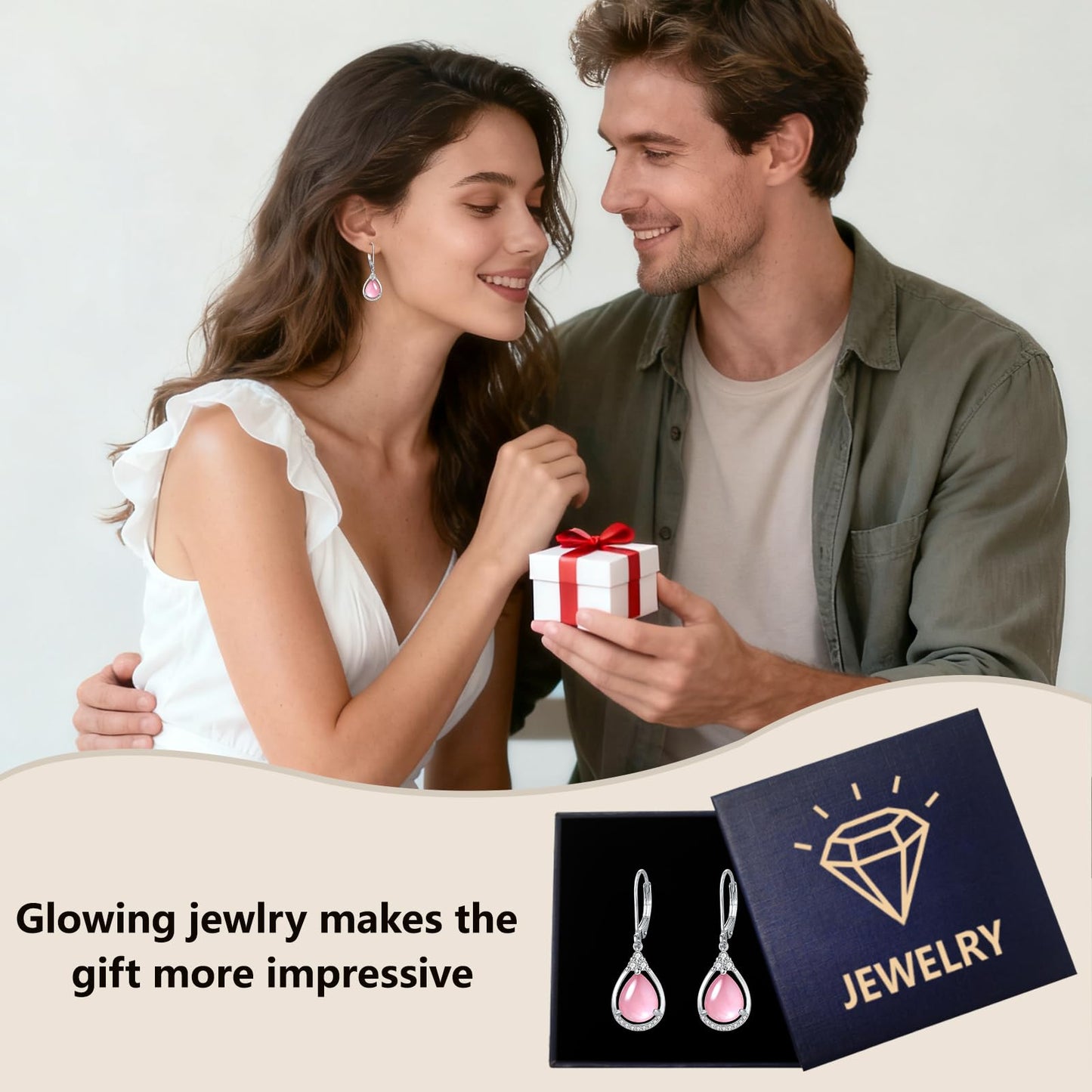 Pink Earrings Sterling Silver Opal Leverback Teardrop Dangles Jewelry Christmas Gifts for Women