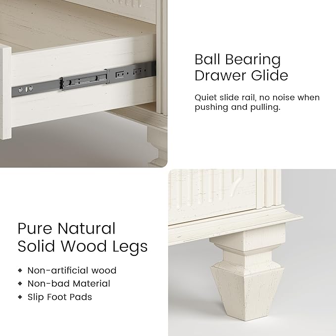 25.6'' Wide Bedside Table with 3 Drawers & Pull-out Tray, Smart Night Stand