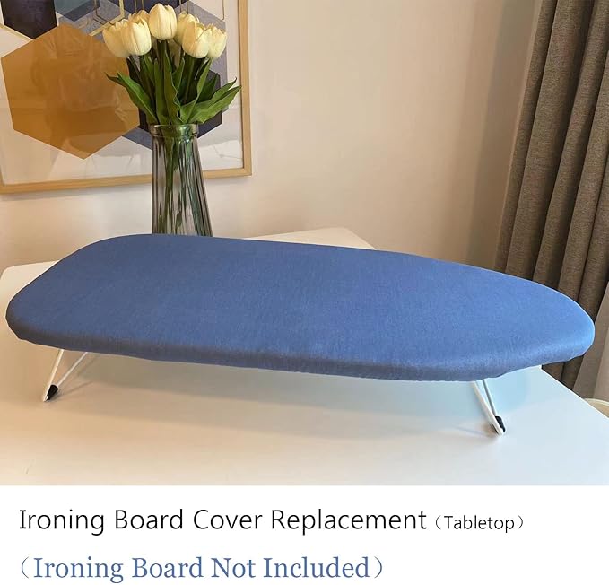 Small Ironing Board Cover and Pad 12.5 x 30, Elastic Edge, Silicone Coated