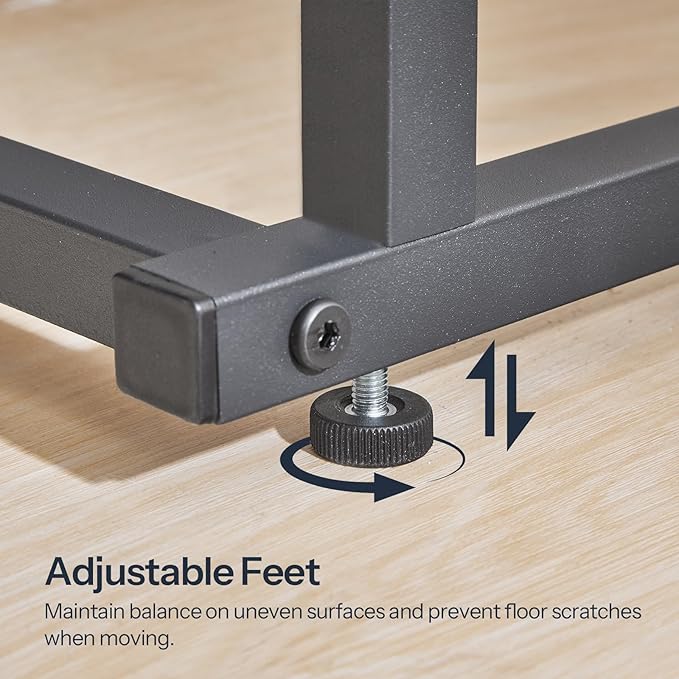 HOOBRO C-Shaped End Table with Charging Station, Adjustable Height Sofa Tray
